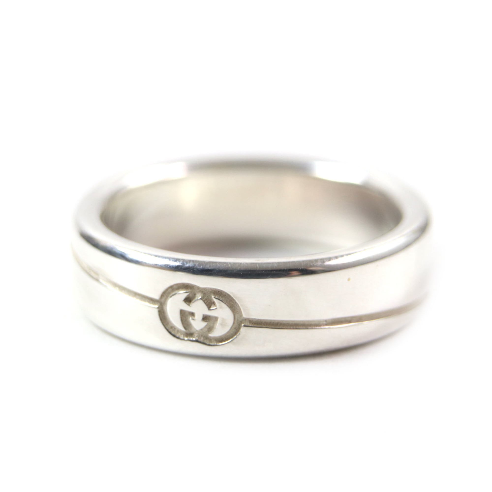 Diagonal Interlocking G Ring Sterling Silver