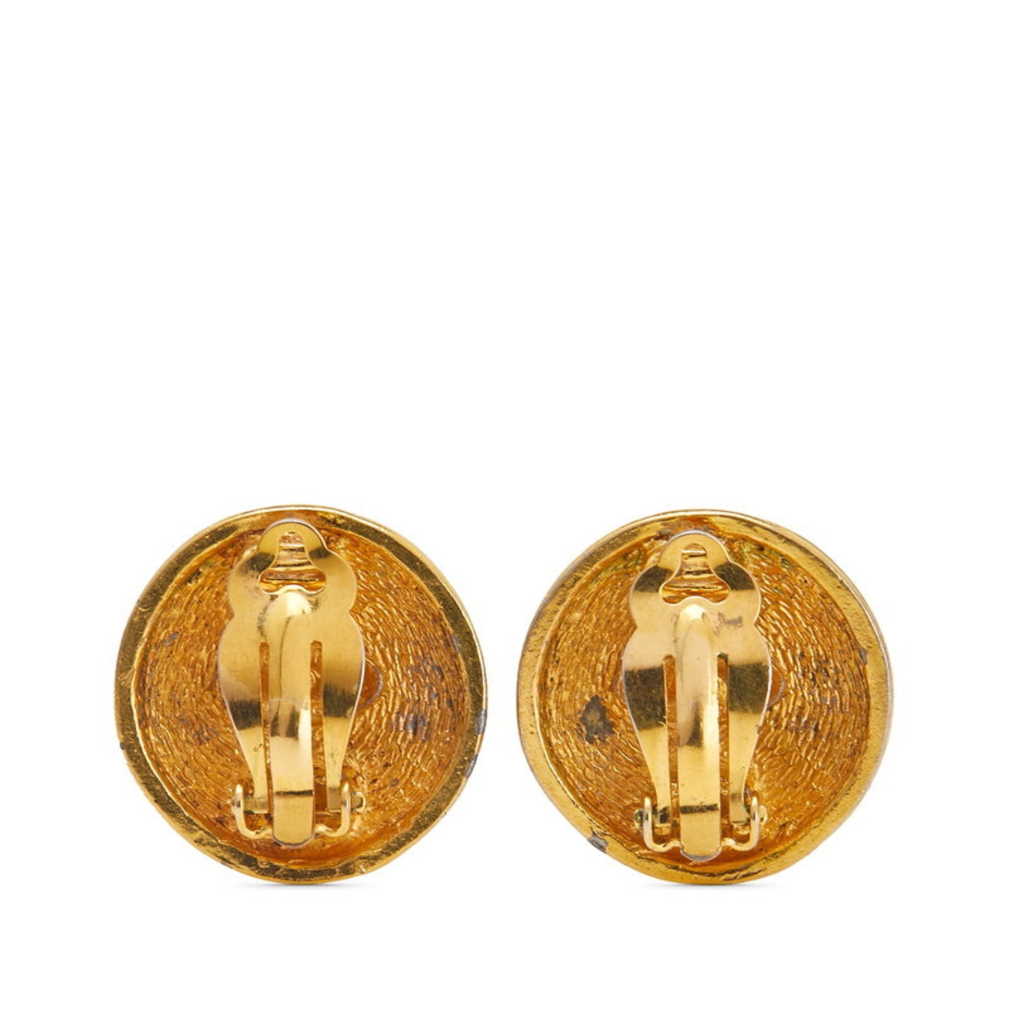 CC Logo Clip-On Earrings Metal Gold-Tone Metal