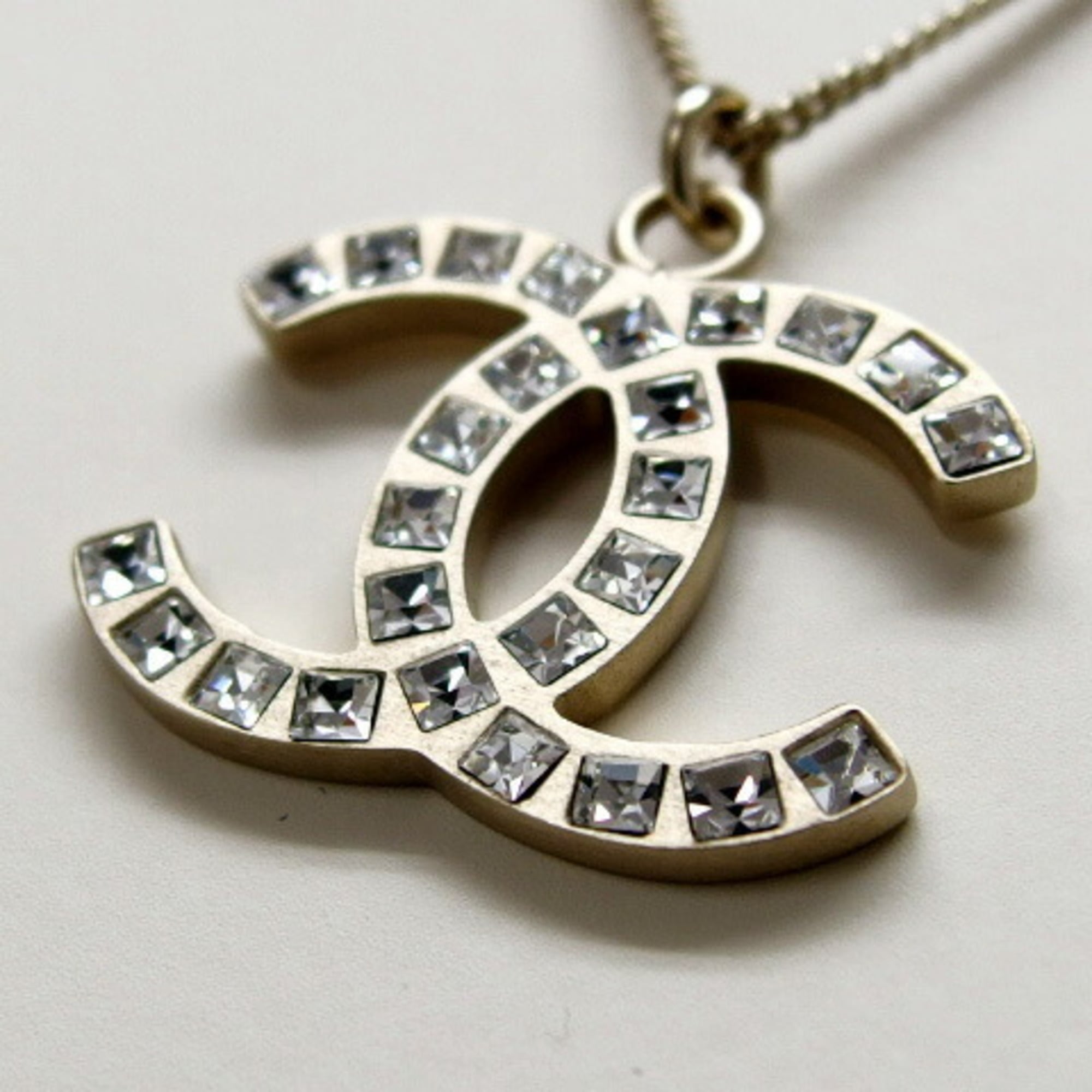 CC Logo Pendant Necklace Gold-Tone Metal