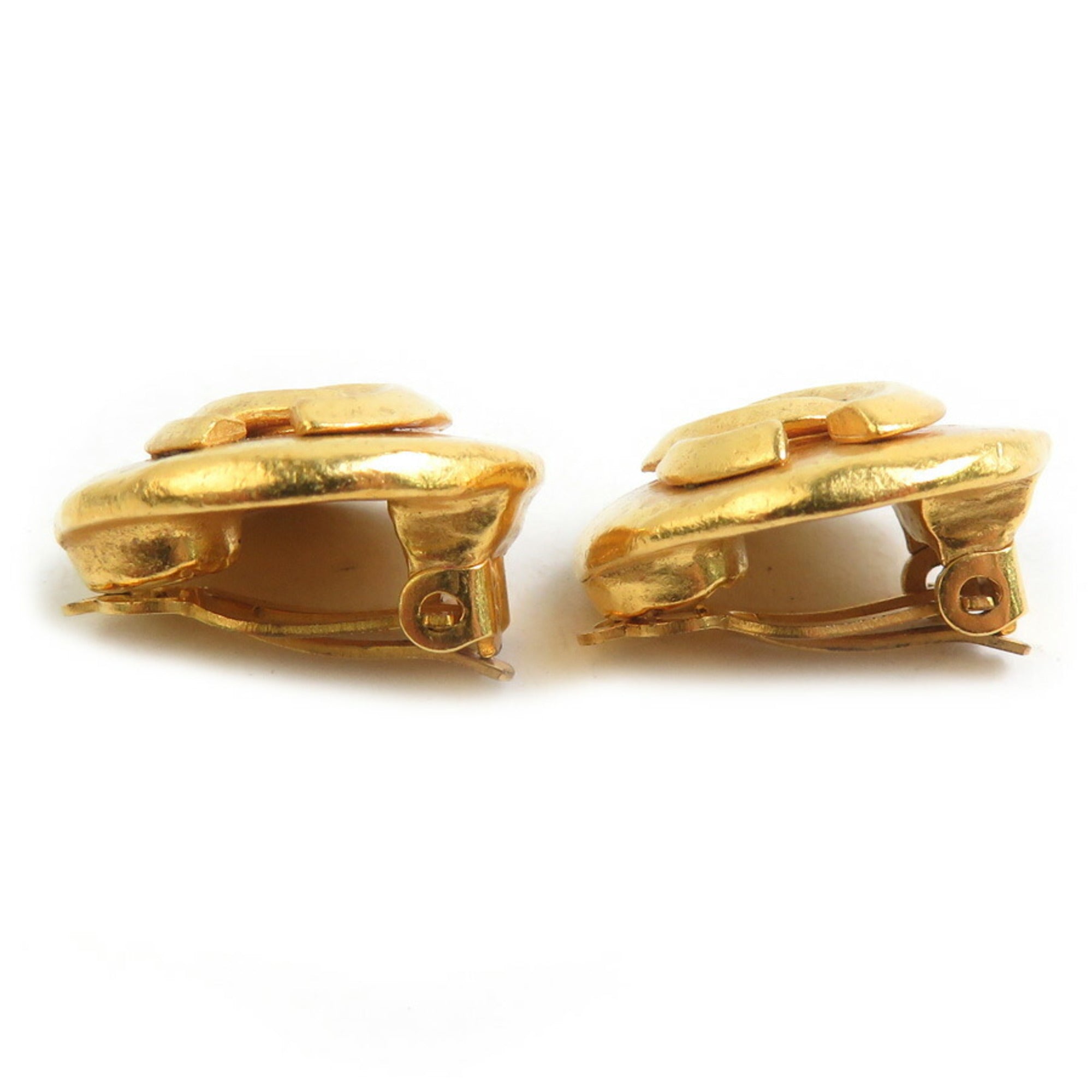 CC Logo Clip-On Earrings Gold-Tone Metal Gold-Tone Metal