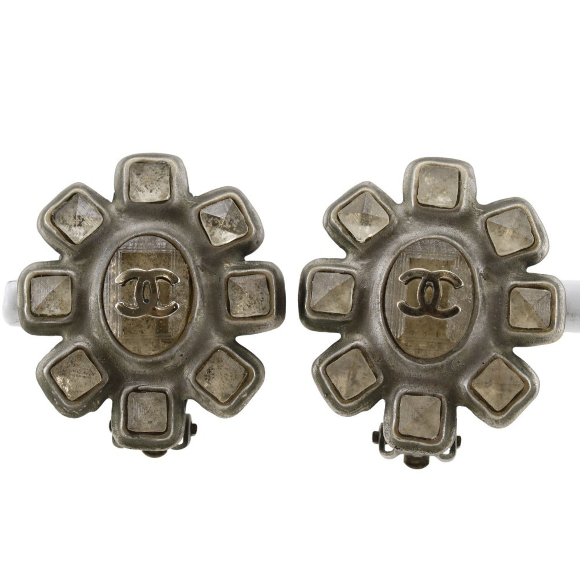 CC Logo Clip-On Earrings Silver-Tone Metal Silver-Tone Metal