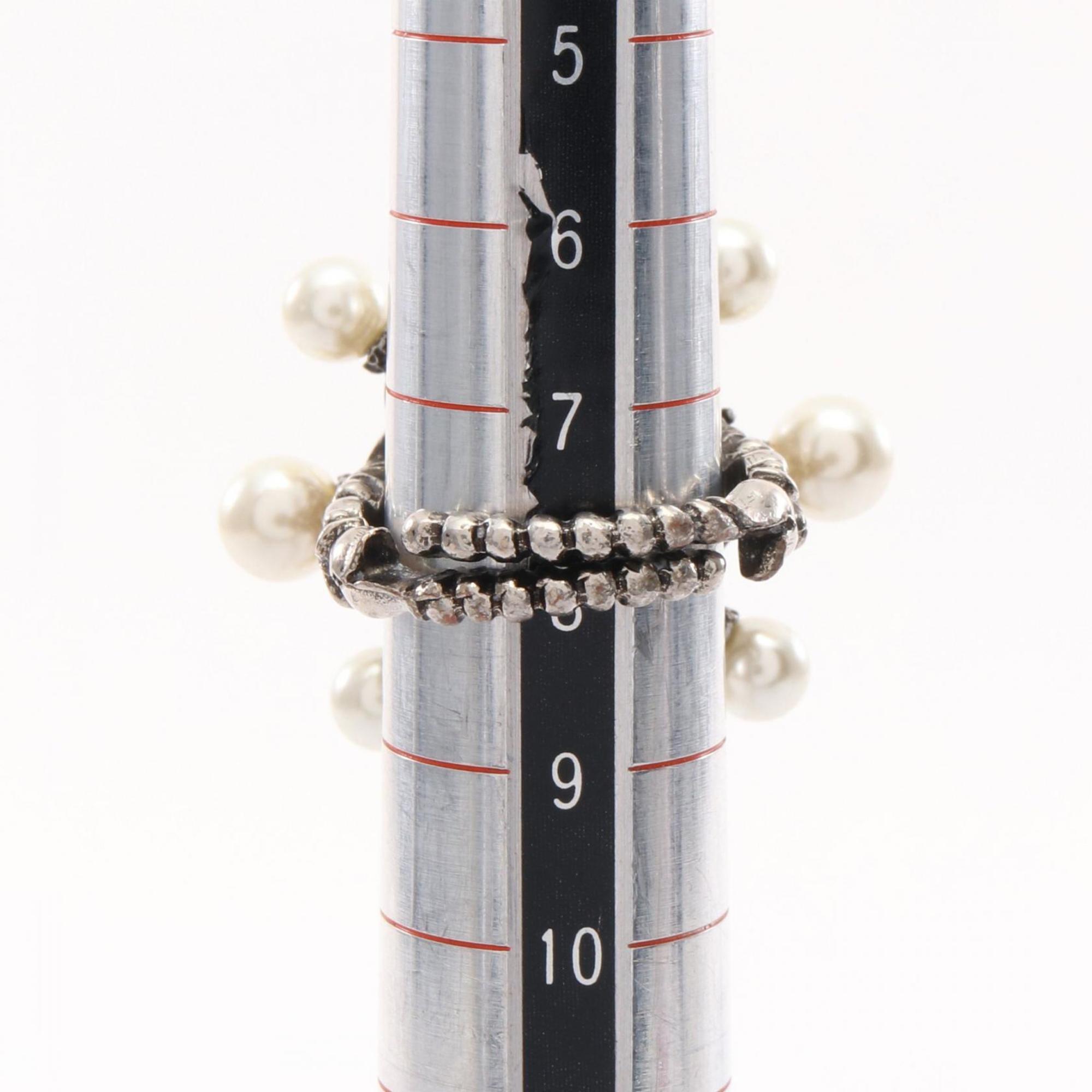 Ring Stainless Steel With Artificial Pearl and Rhinestone