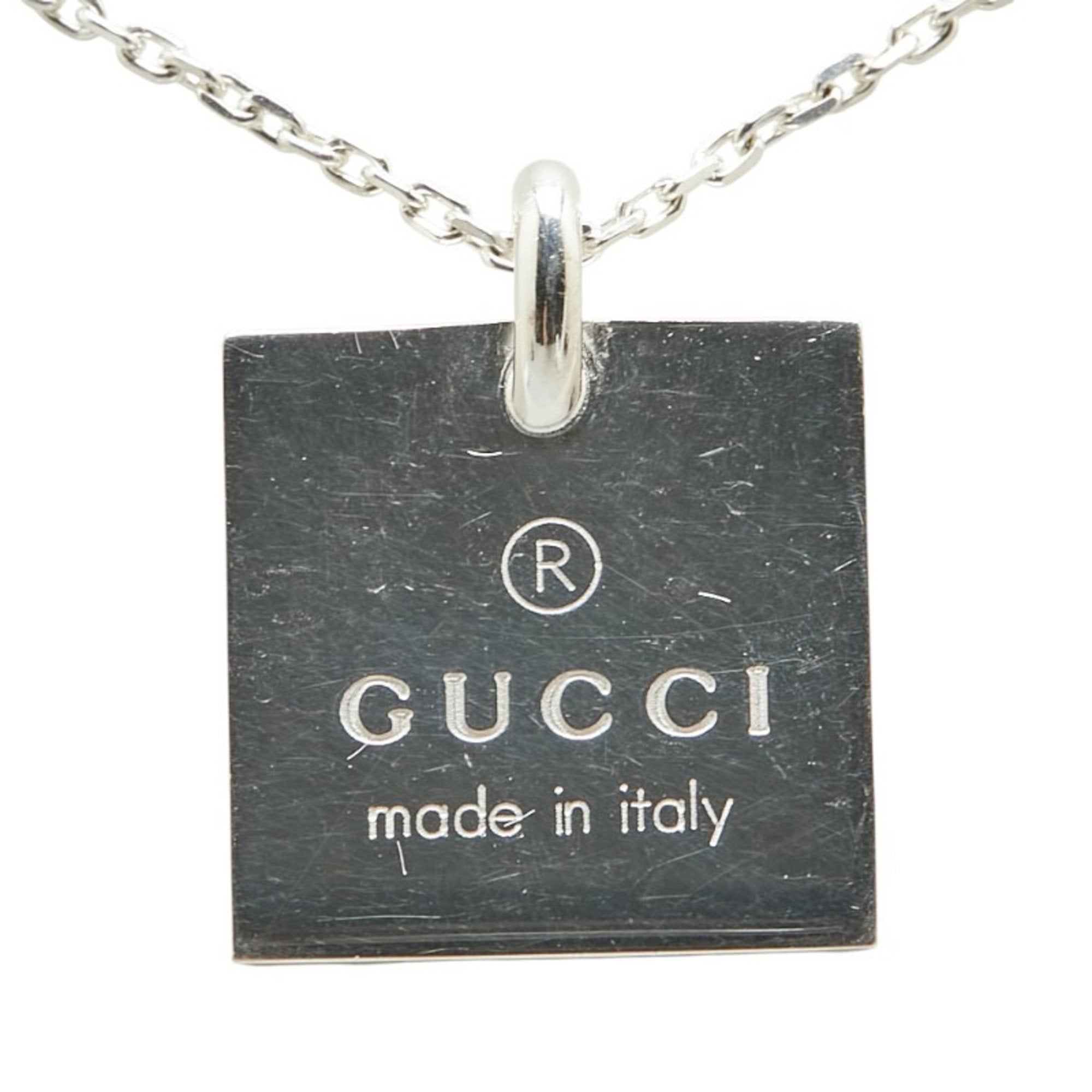 Square Plate Pendant Necklace Sterling Silver