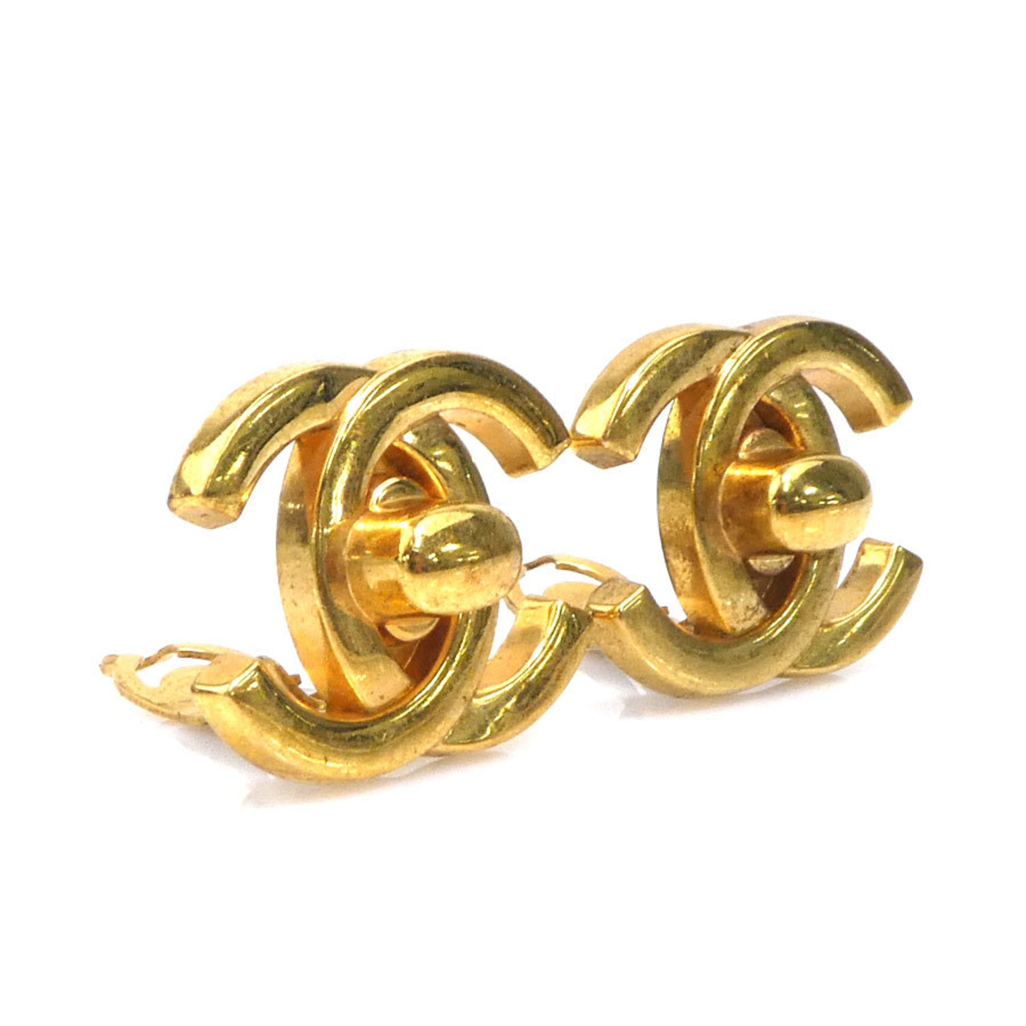 CC Logo Clip-On Earrings Gold-Tone Metal Gold-Tone Metal