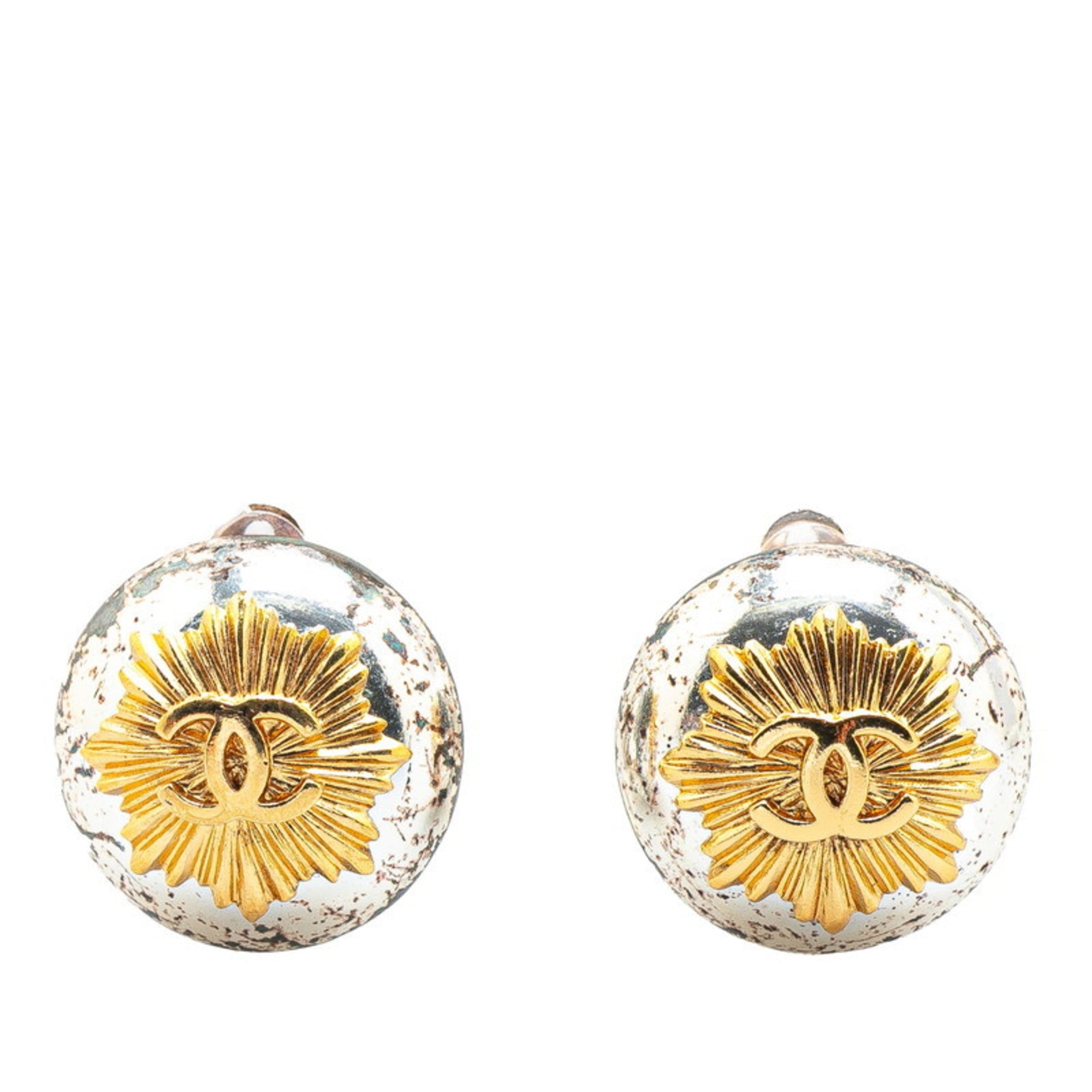 CC Logo Clip-On Earrings Gold-Tone Metal Gold-Tone Metal