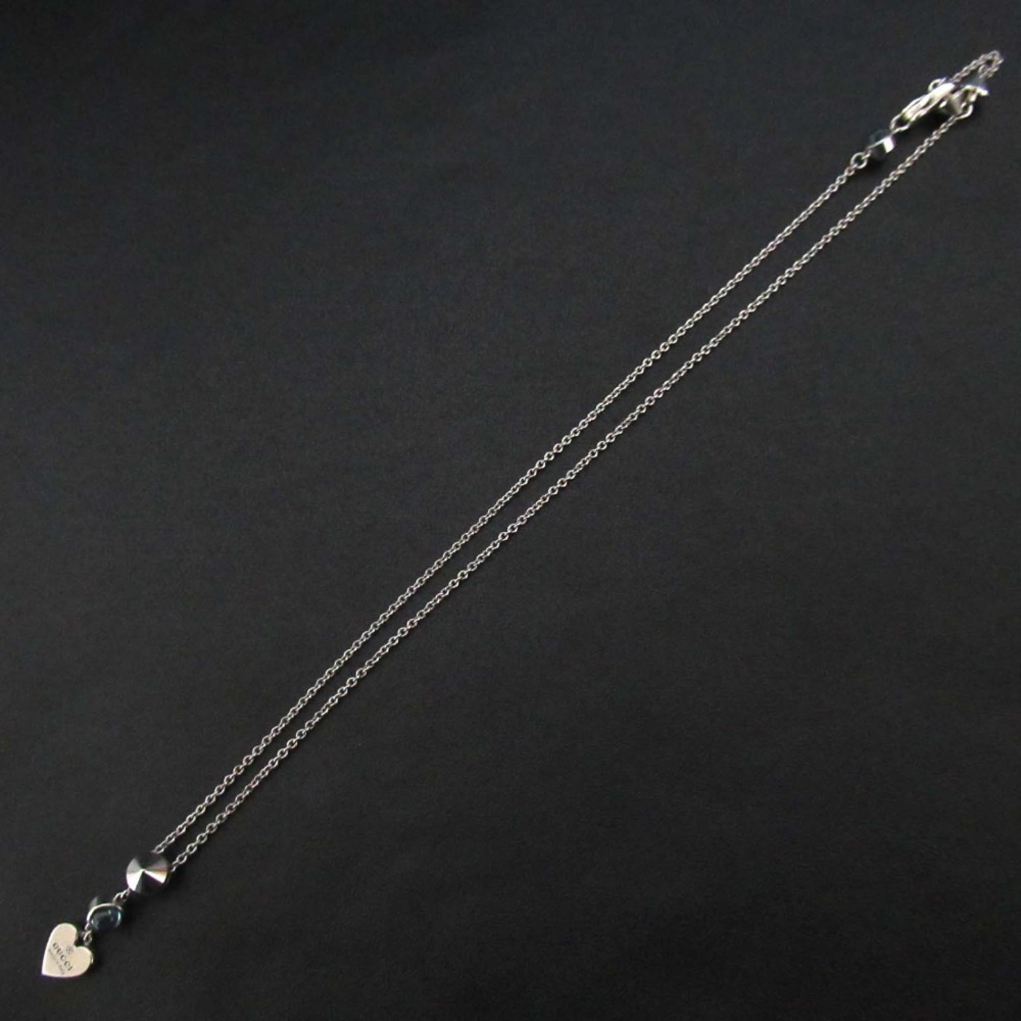 Heart Motif Pendant Necklace Sterling Silver with Blue Topaz