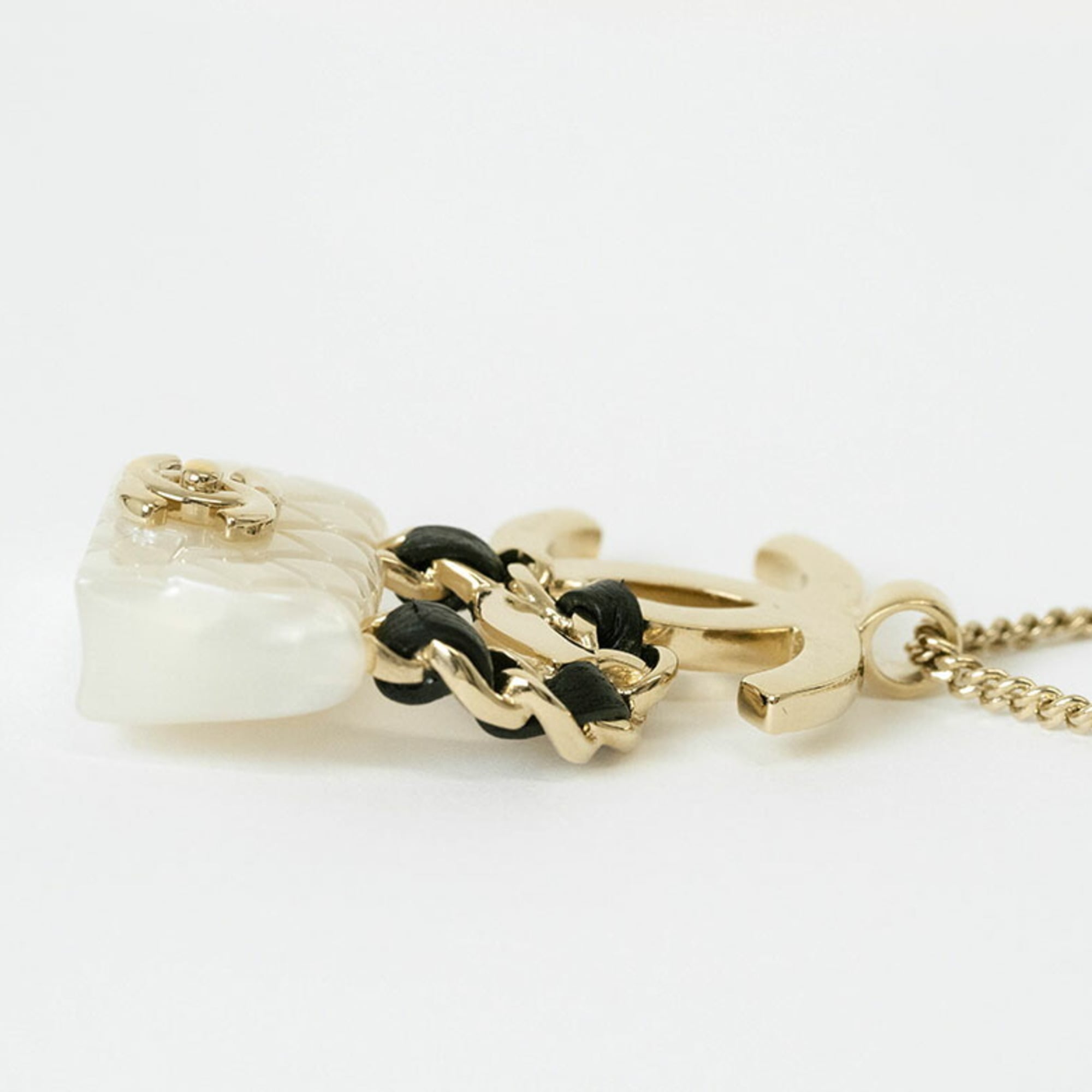 CC Logo Pendant Necklace Gold-Tone Metal