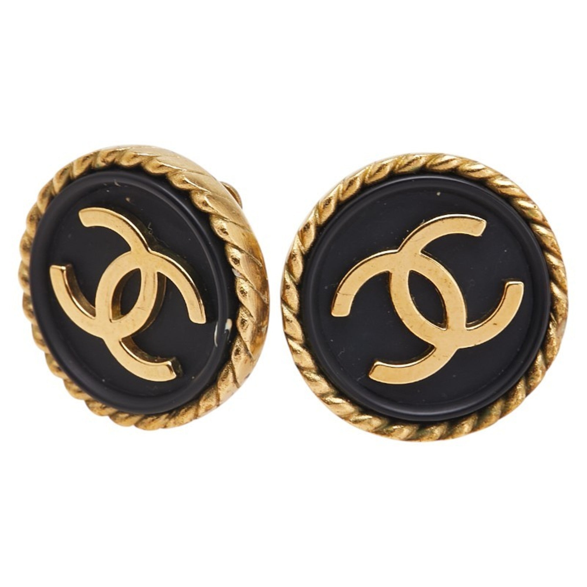 CC Logo Round Clip-On Earrings Gold-Tone Metal Gold-Tone Metal