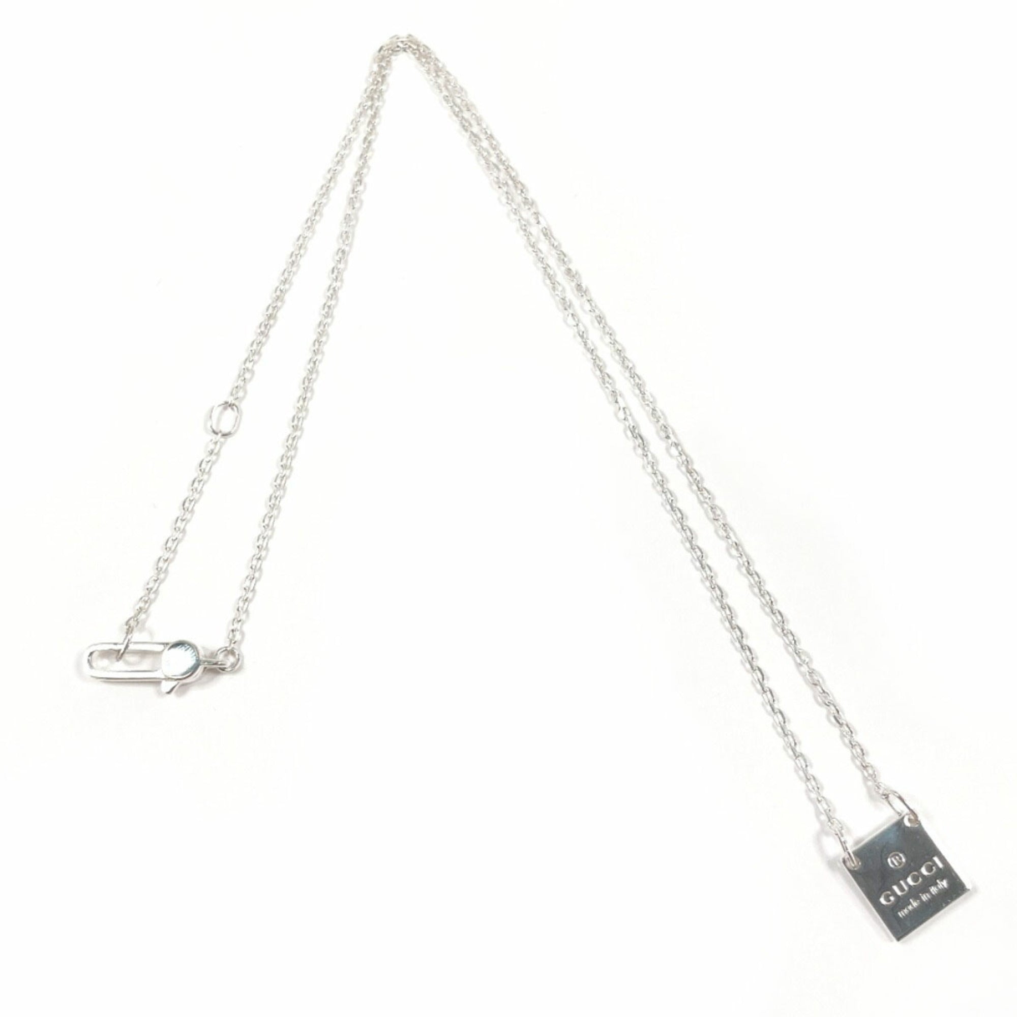Square Plate Pendant Necklace Sterling Silver