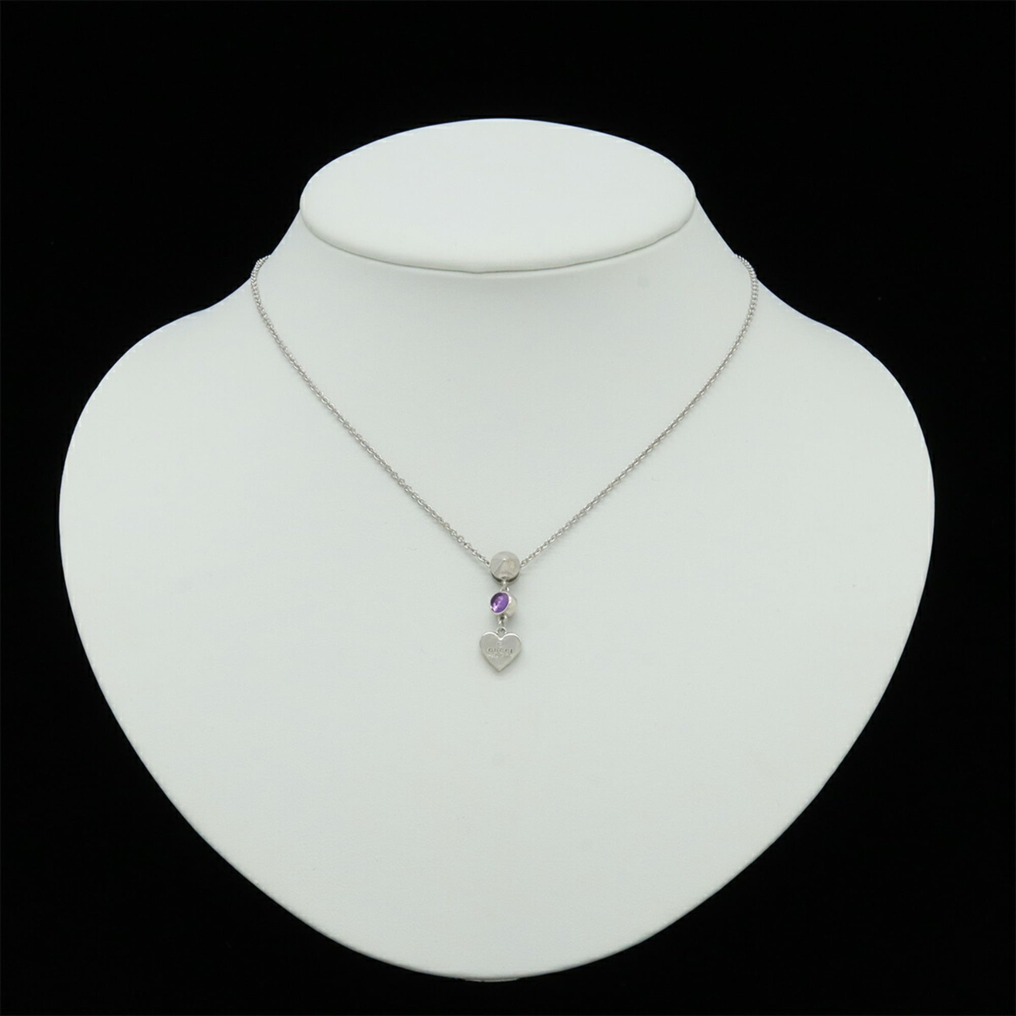 Trademark Heart Motif Pendant Necklace Sterling Silver with Colored Stones