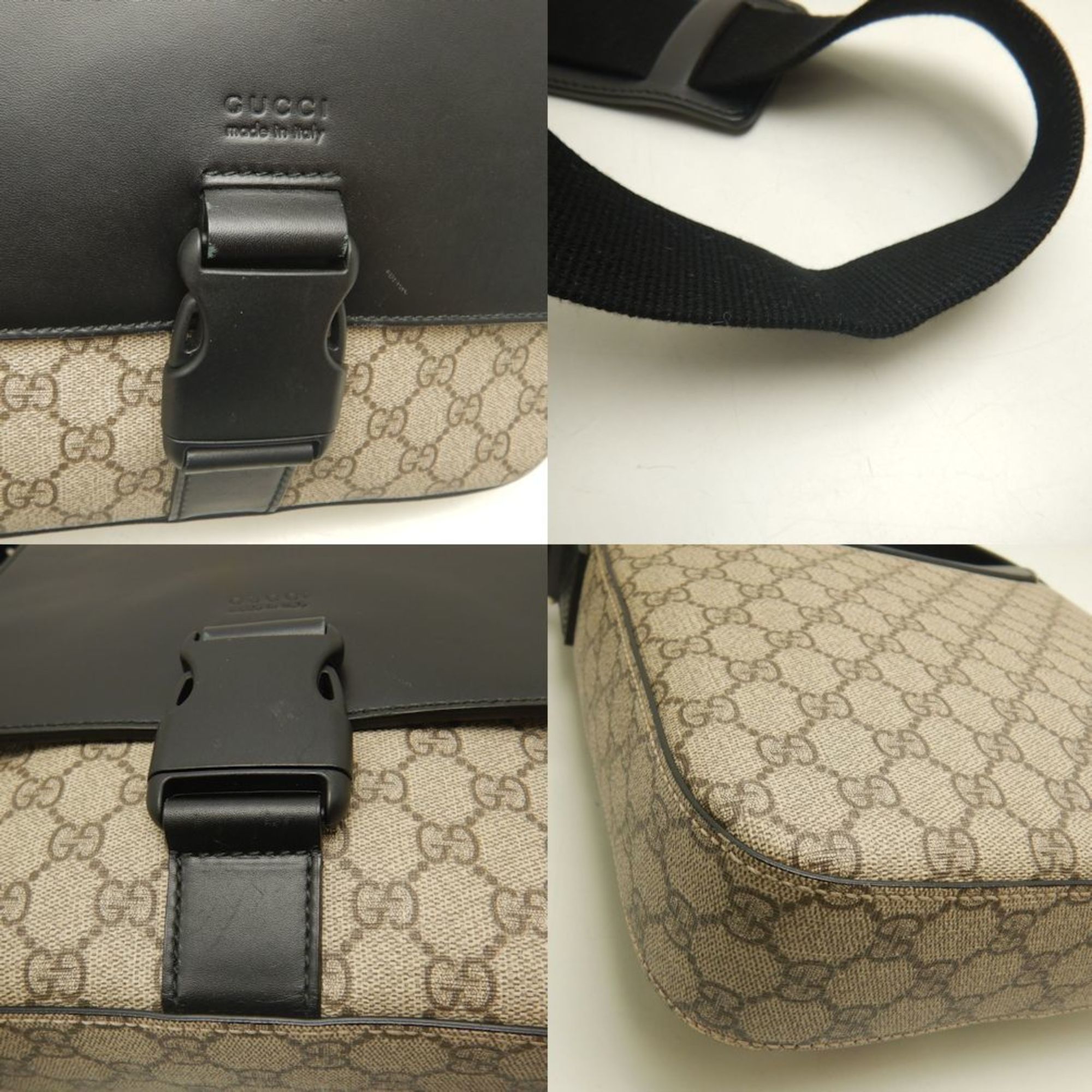 Buckle Flap Messenger Bag GG Coated Canvas with Leather Medium