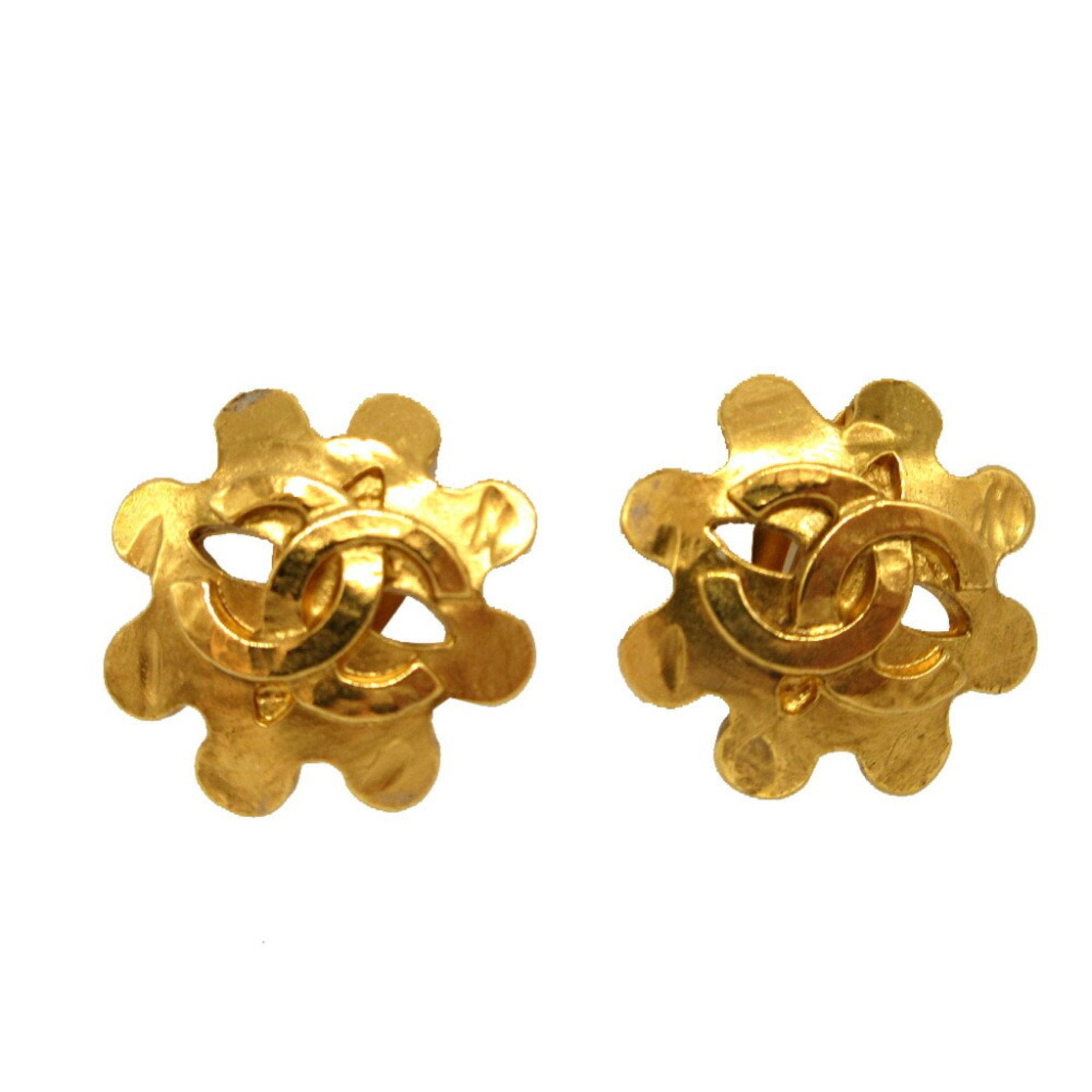 CC Logo Clip-On Earrings Gold-Tone Metal Gold-Tone Metal