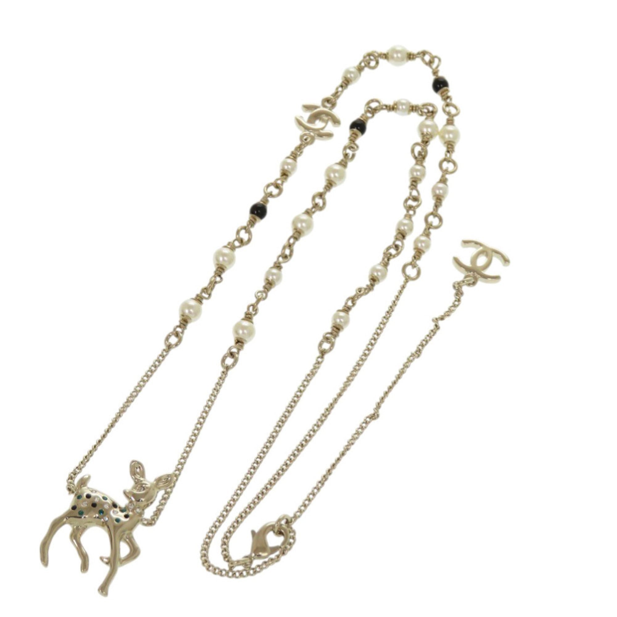 Pendant Necklace Metal and Rhinestone