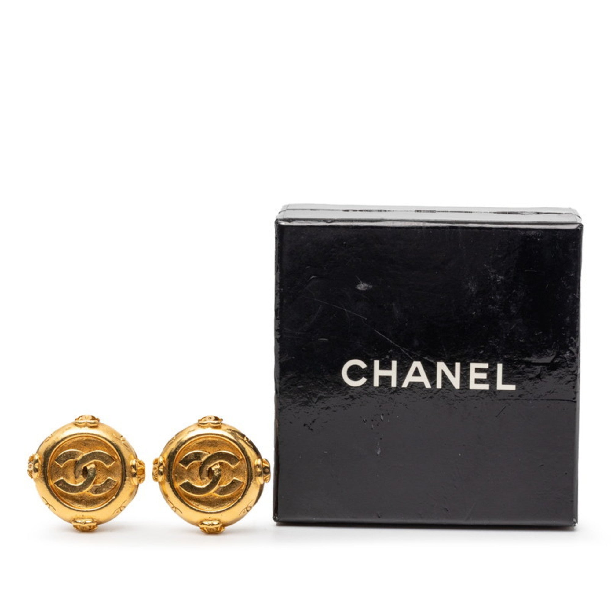 CC Logo Clip-On Earrings Metal Gold-Tone Metal