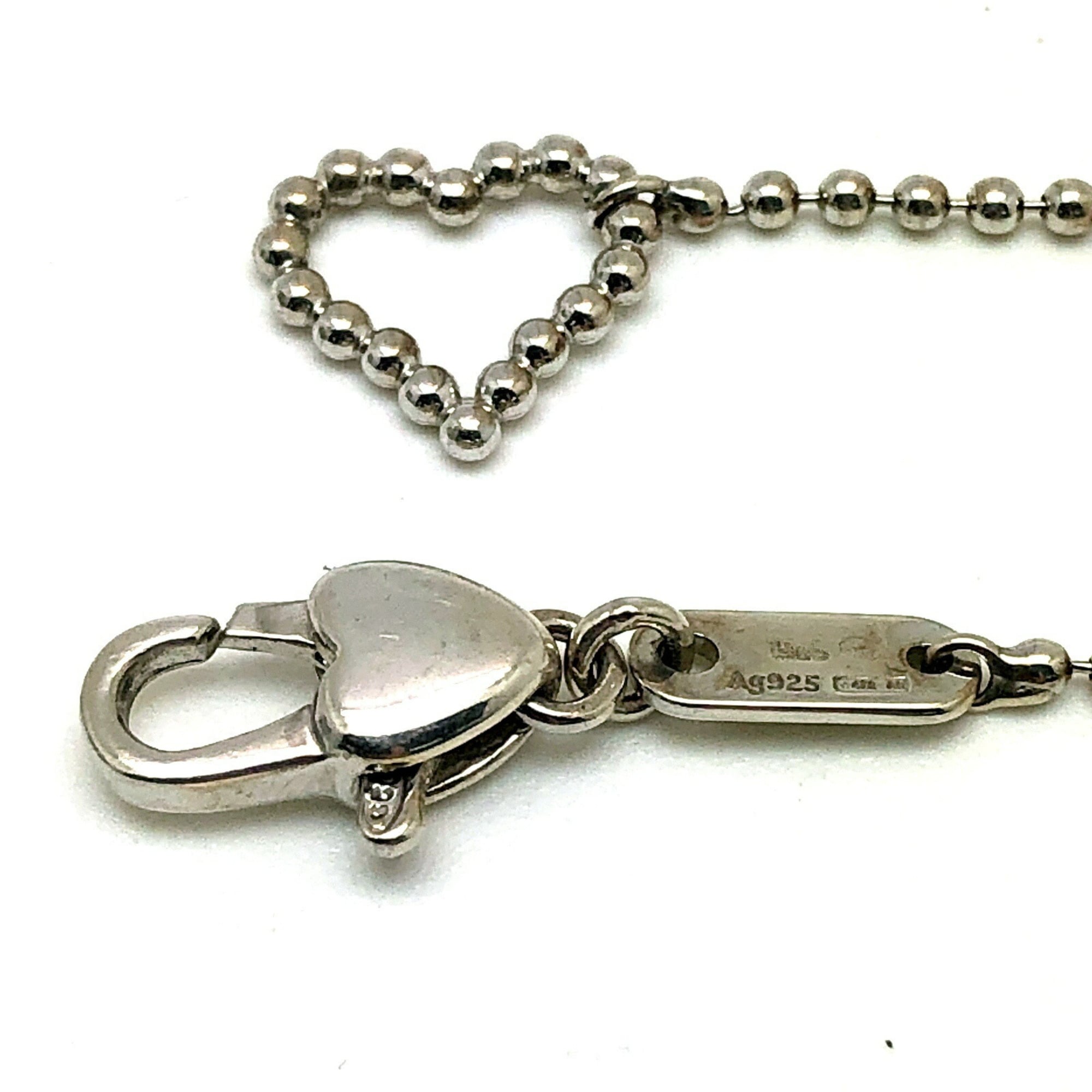 Ball Chain and Heart Bracelet Sterling Silver