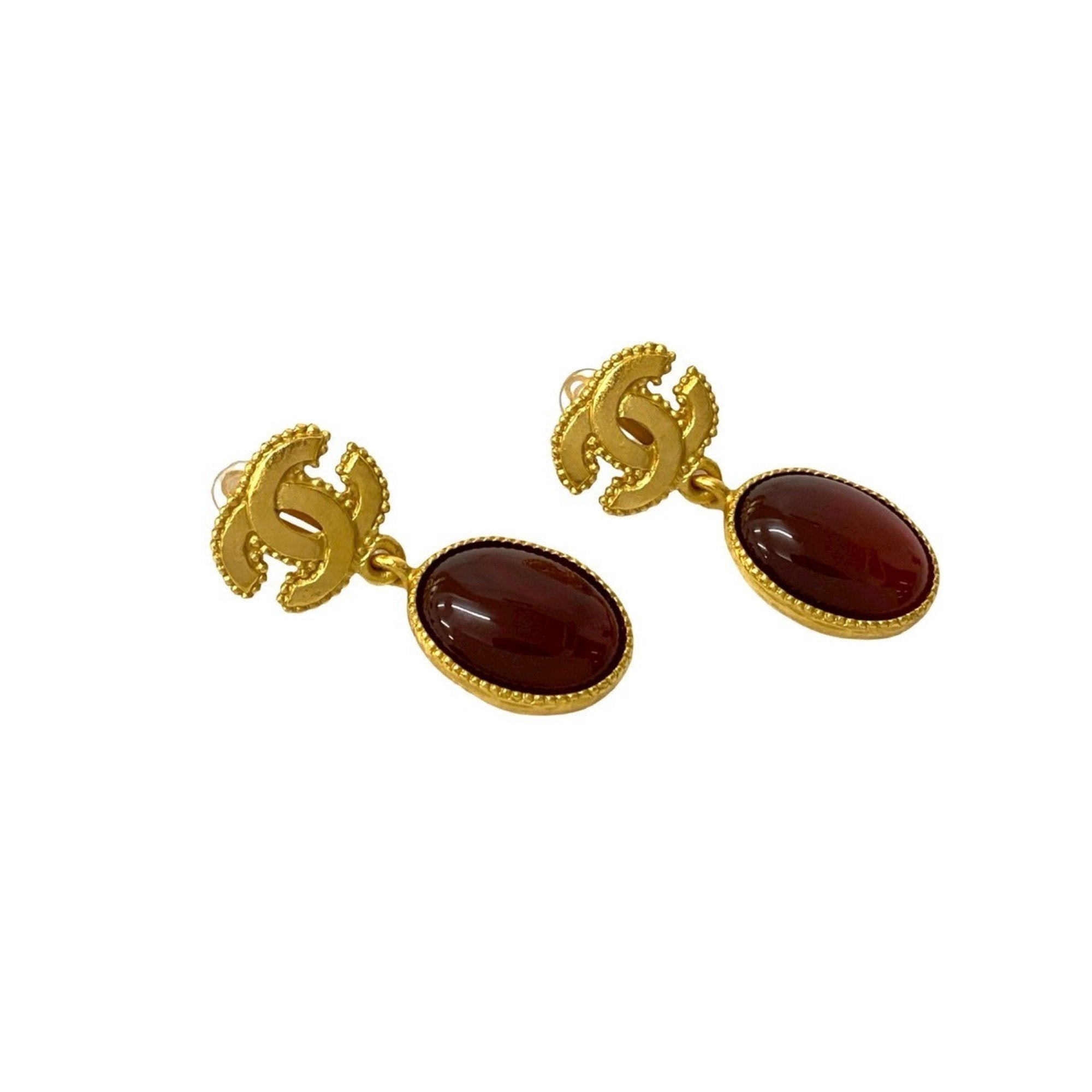 CC Logo Clip-On Earrings Metal Gold-Tone Metal