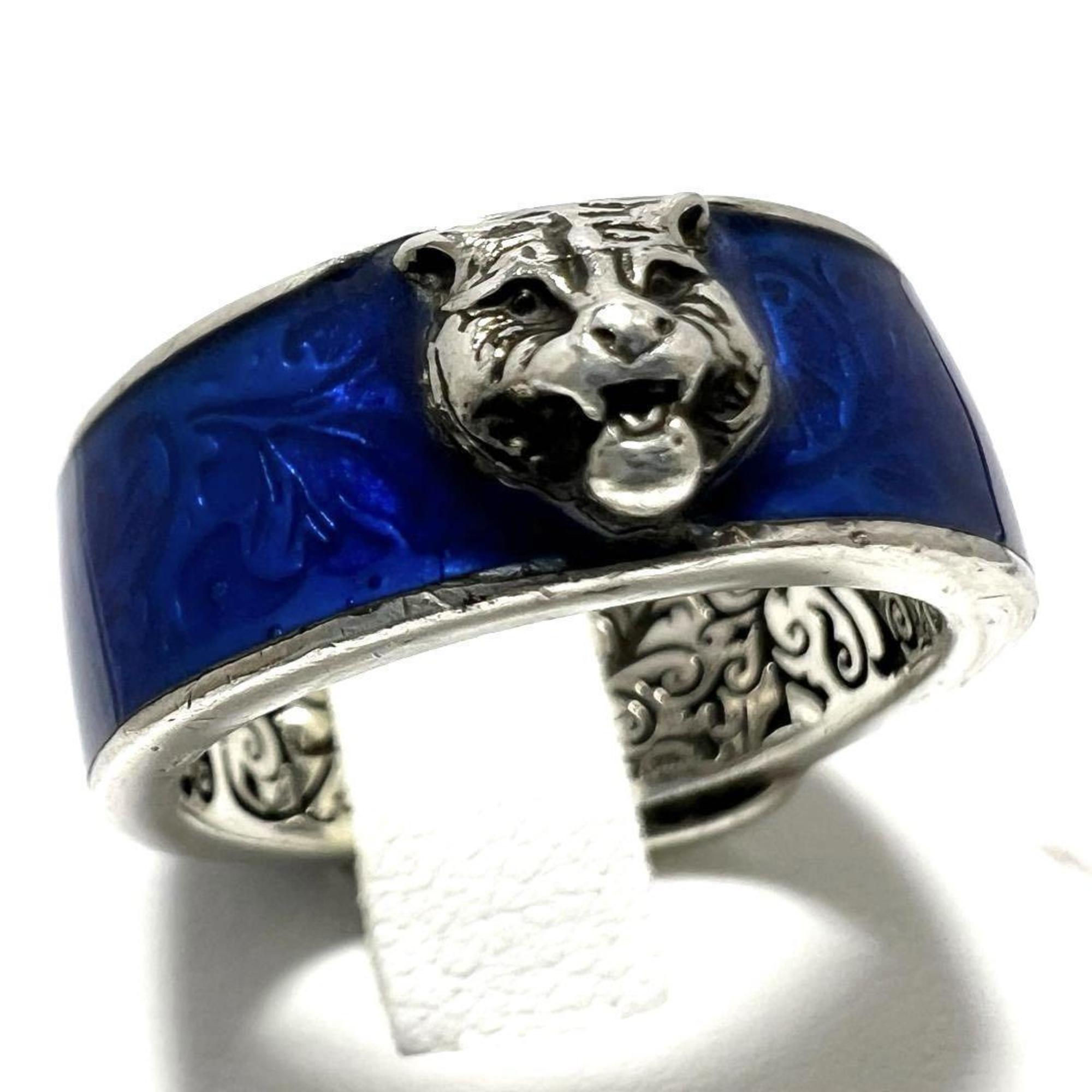 Tiger Head Garden Ring Enamel and Sterling Silver