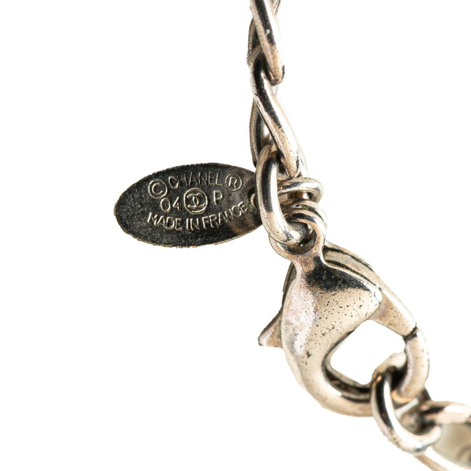 CC Logo Pendant Necklace Silver-Tone Metal