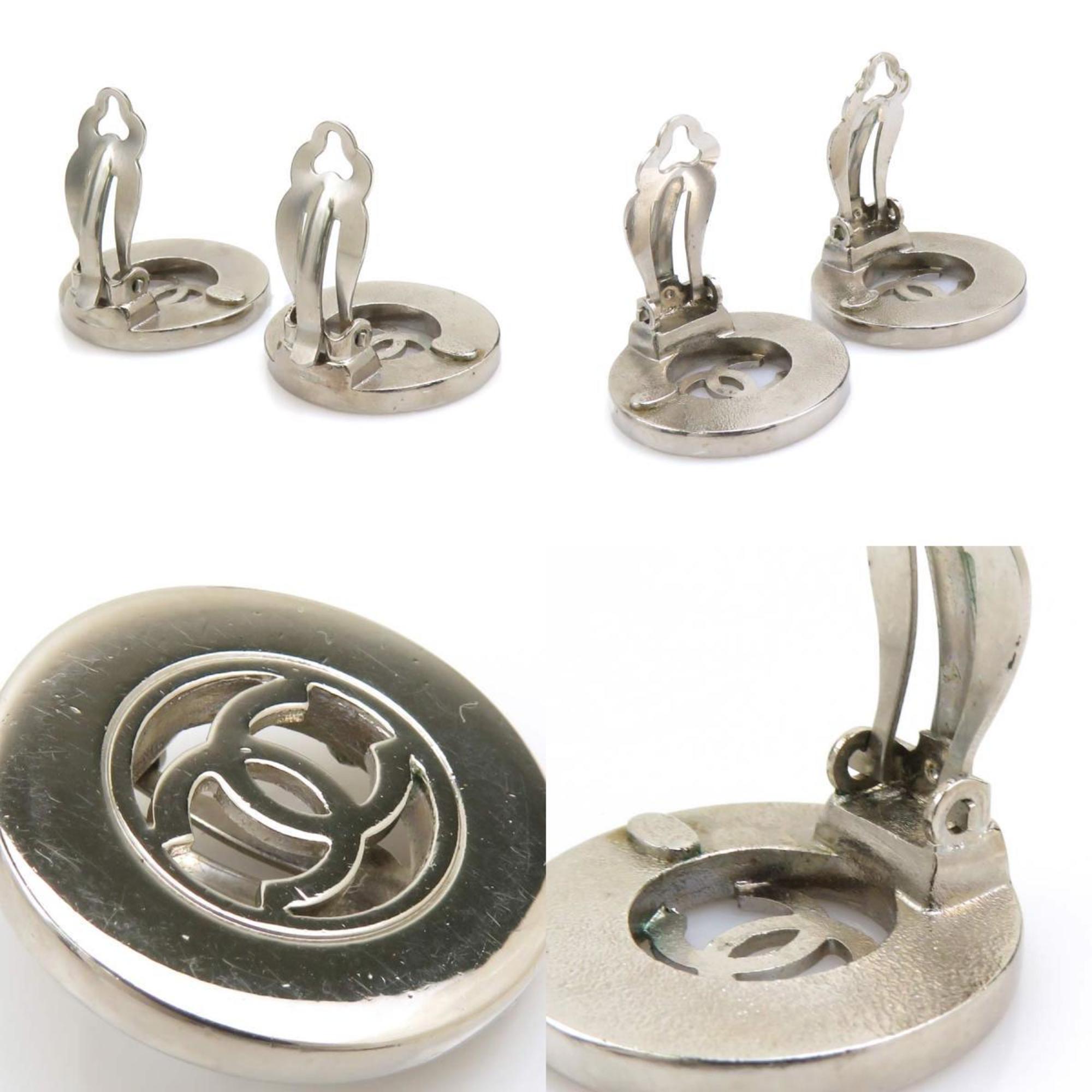 CC Logo Clip-On Earrings Silver-Tone Metal Silver-Tone Metal