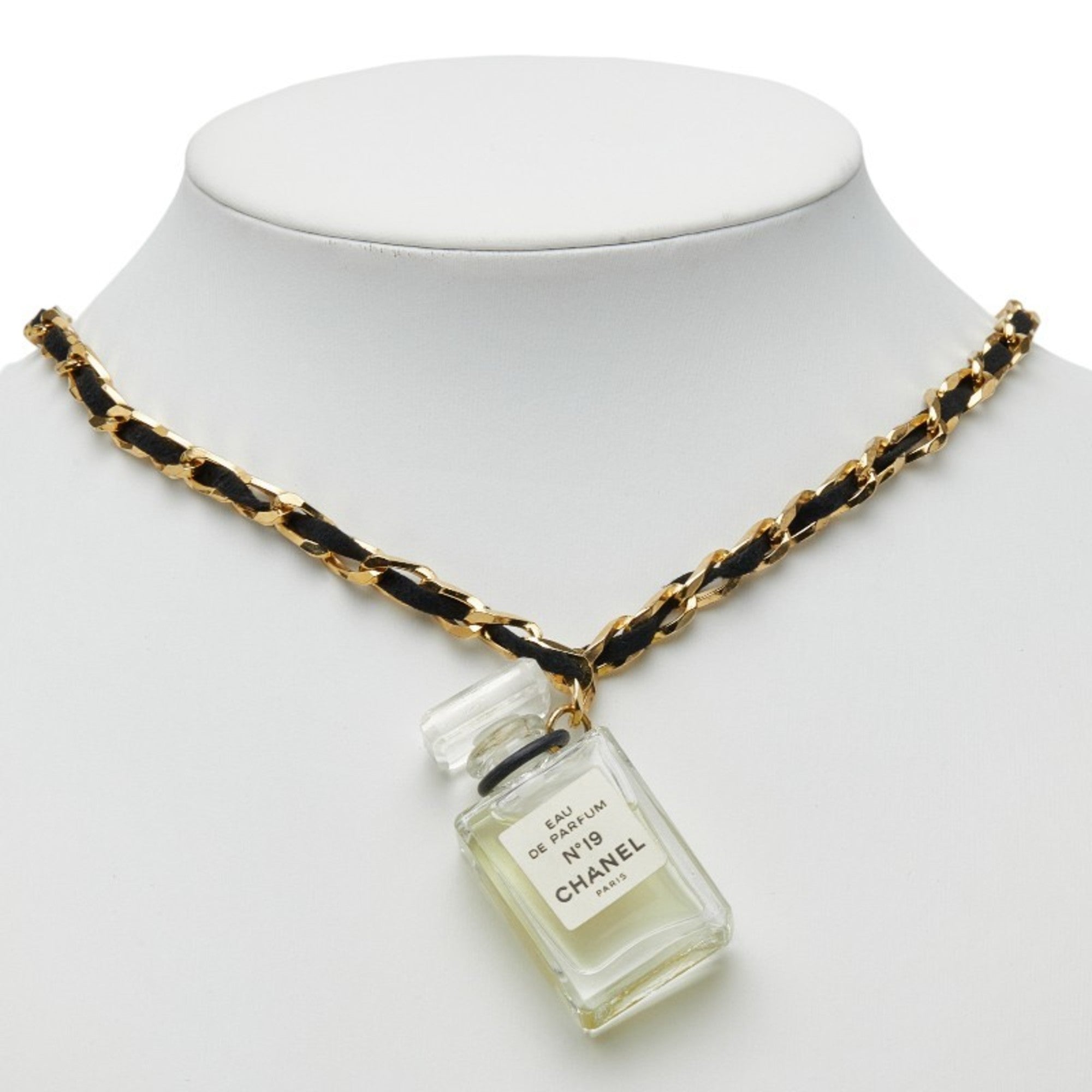 Fragrance Eau de Parfum Pendant Necklace Glass and Leather and Metal
