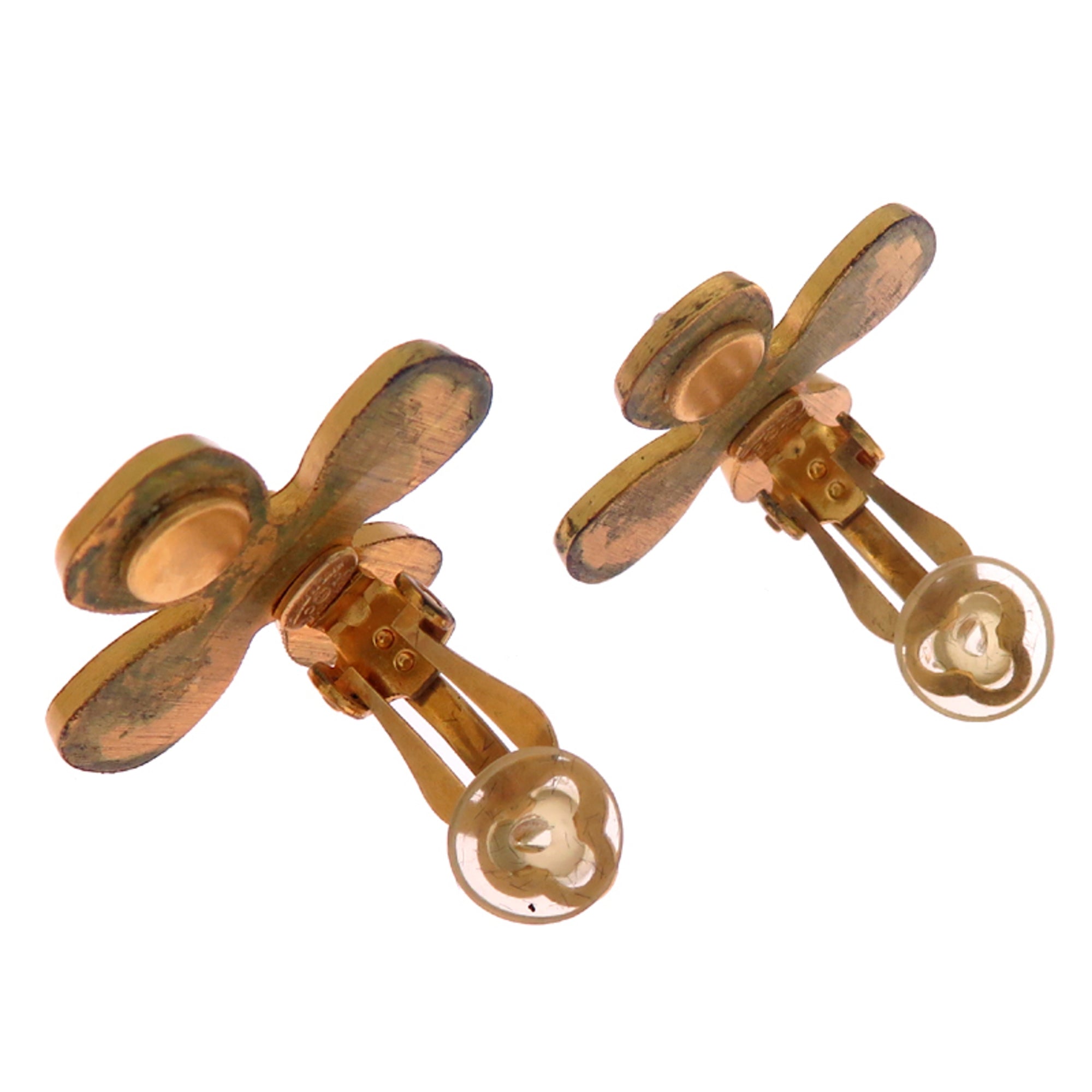 CC Logo Clover Clip-On Earrings Metal