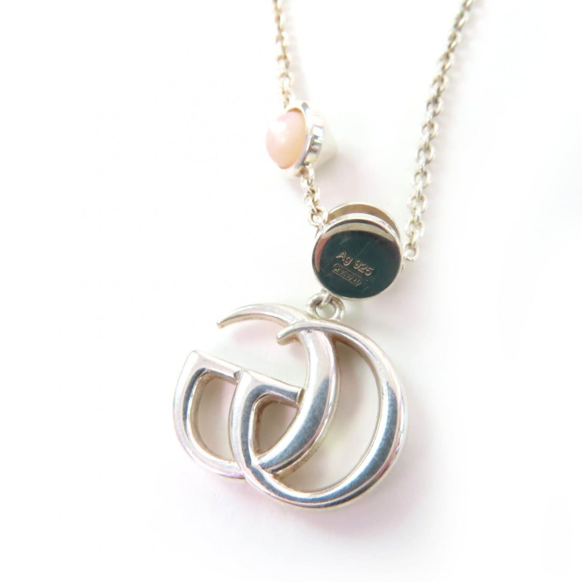 Pendant Necklace Sterling Silver with Mother of Pearl and Color Stone