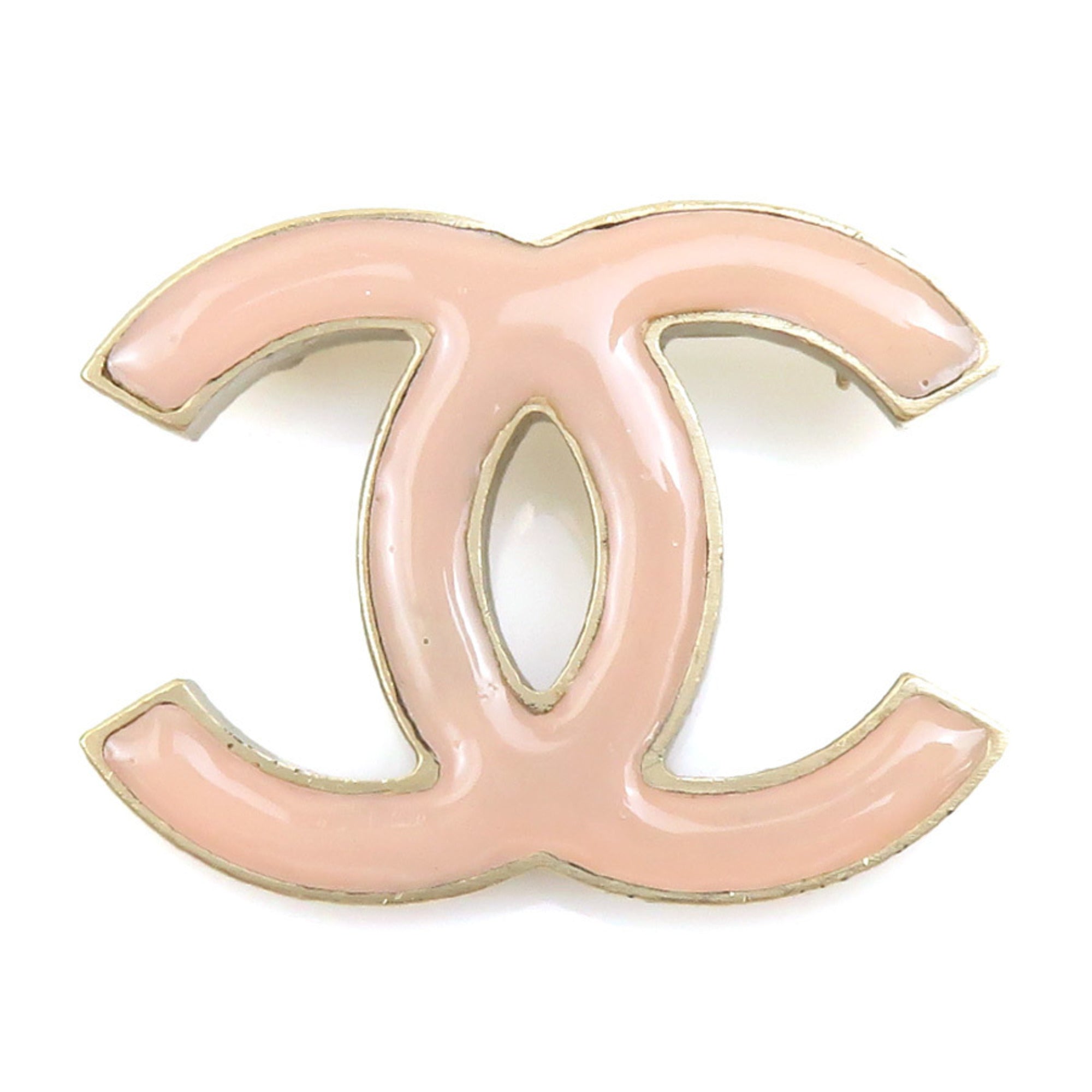 CC Logo Brooch Gold-Tone Metal