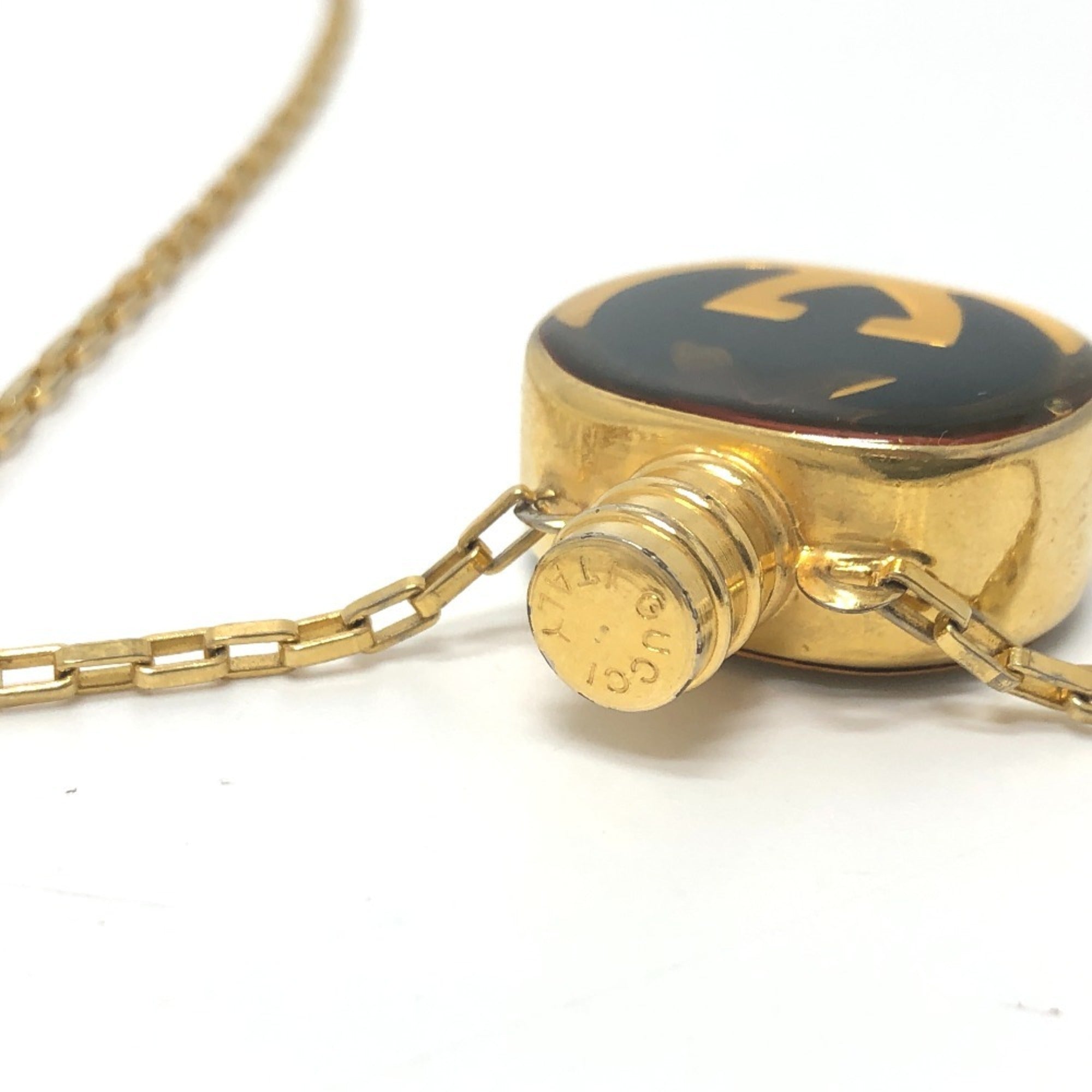 GG Perfume Bottle Chain Pendant Necklace Gold Small