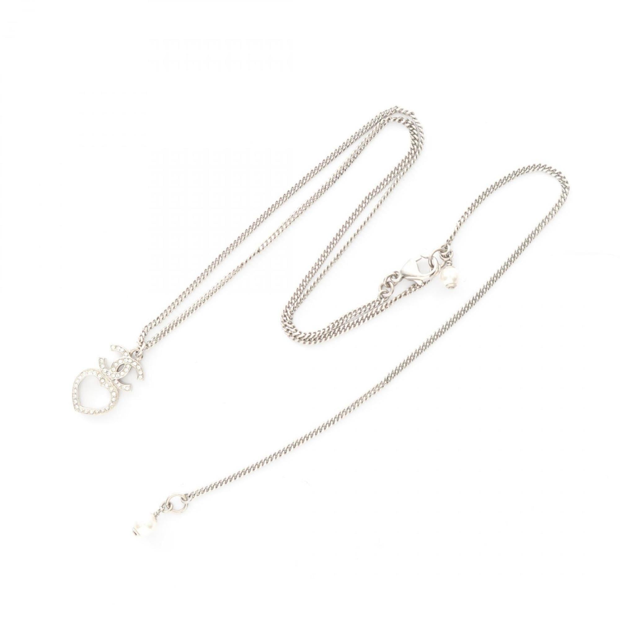 CC Logo Heart Pendant Necklace Sterling Silver