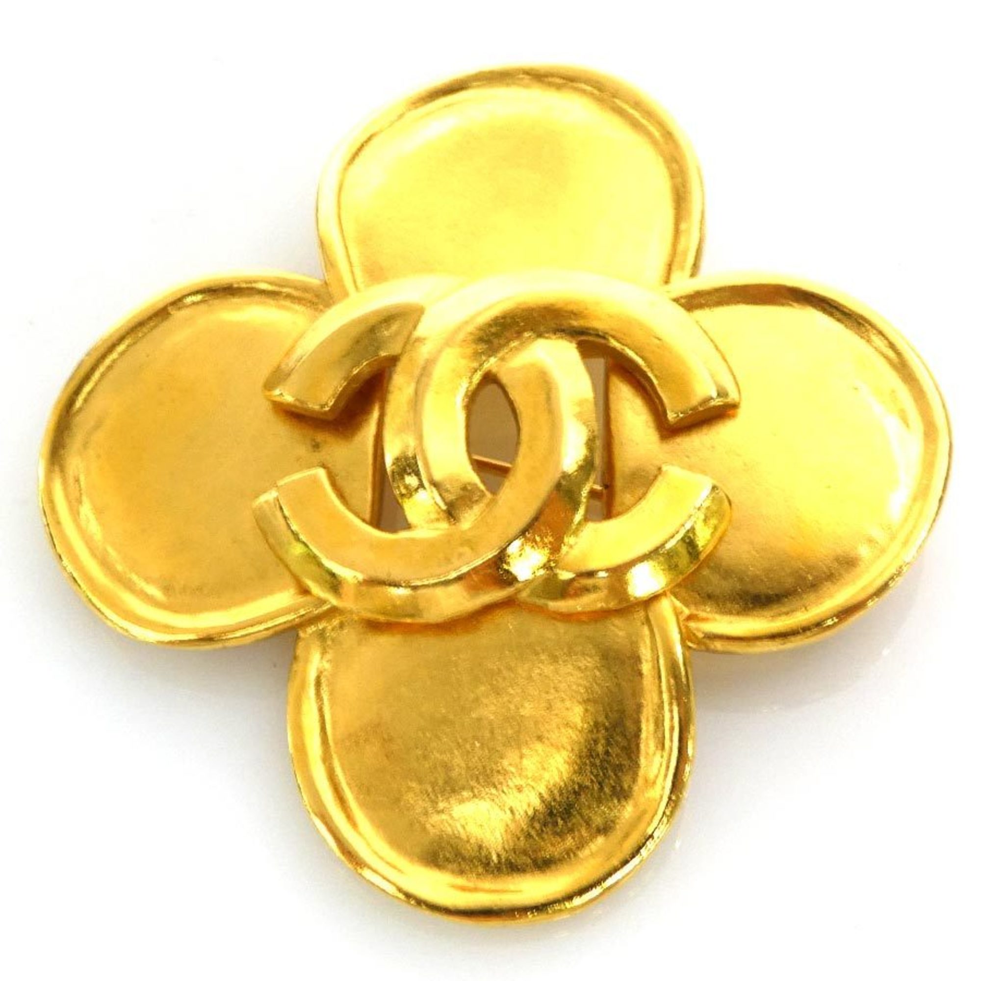 CC Logo Brooch Gold-Tone Metal