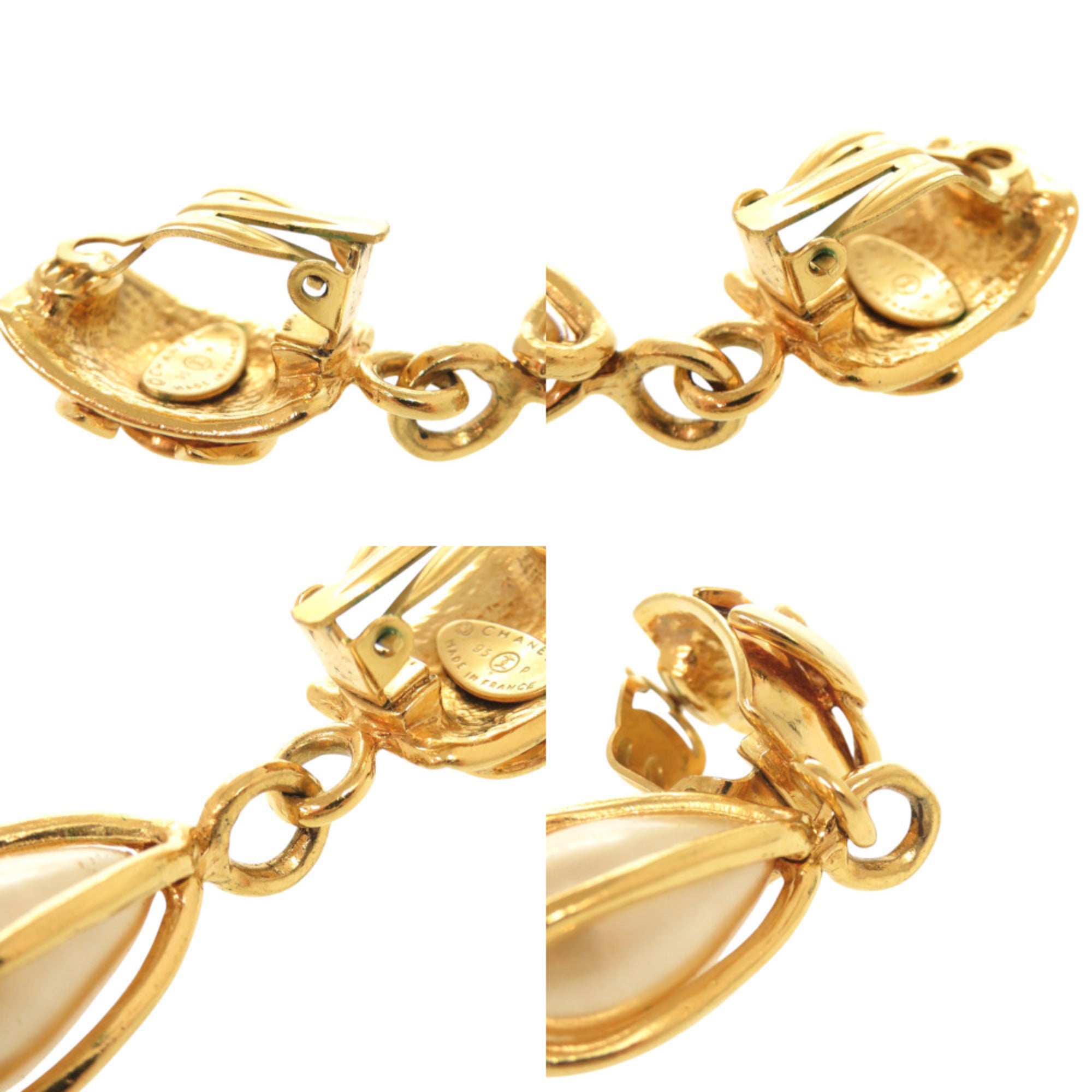 CC Logo Clip-On Earrings Gold-Tone Metal