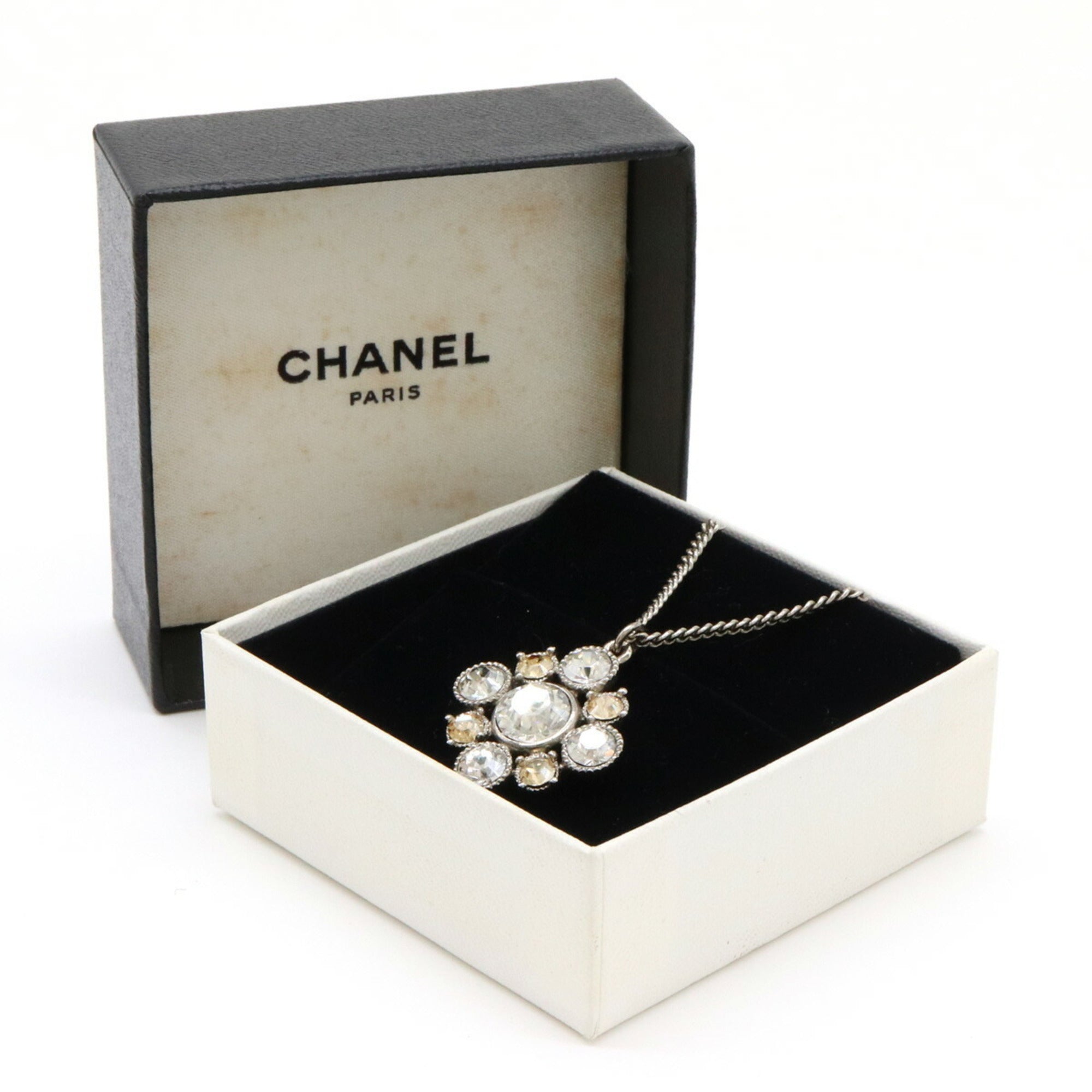 CC Logo Pendant Necklace Silver-Tone Metal