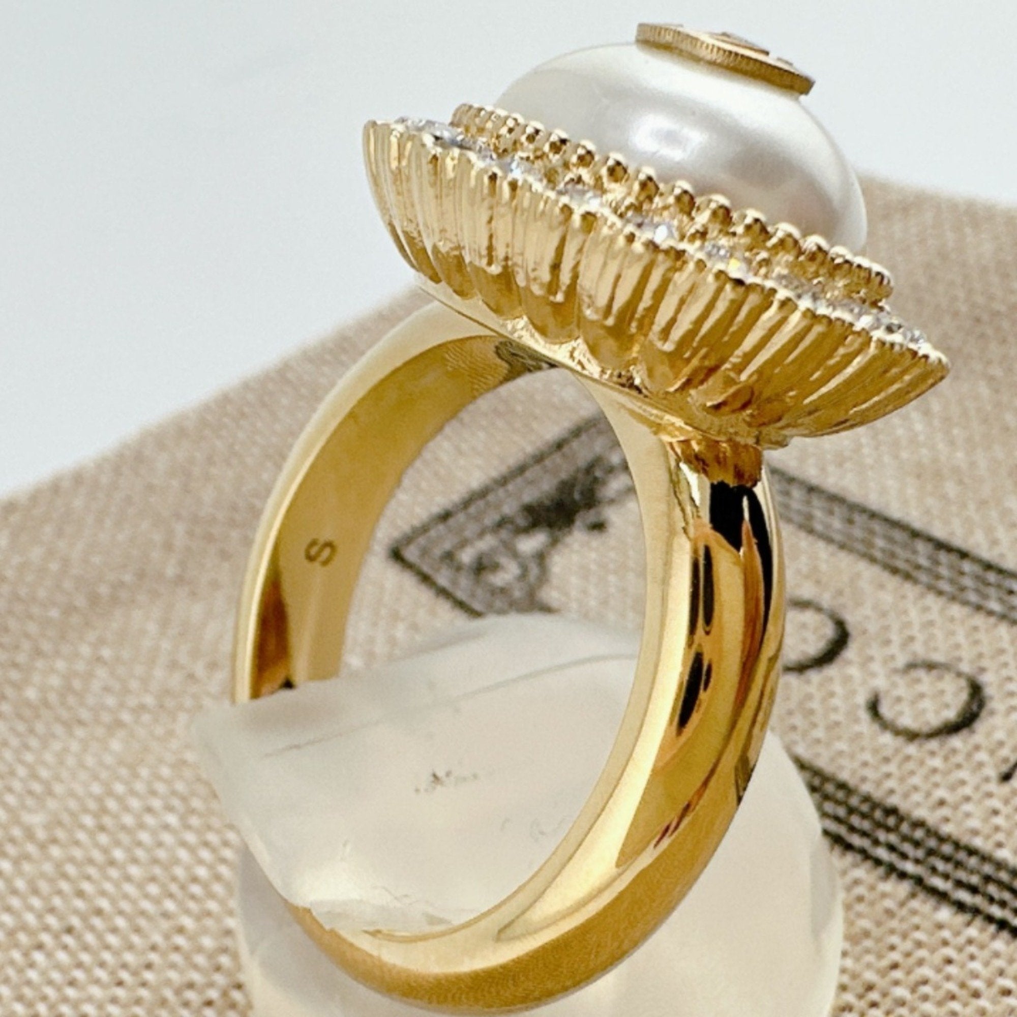 Chain Effect GG S Flower Ring Metal Gold