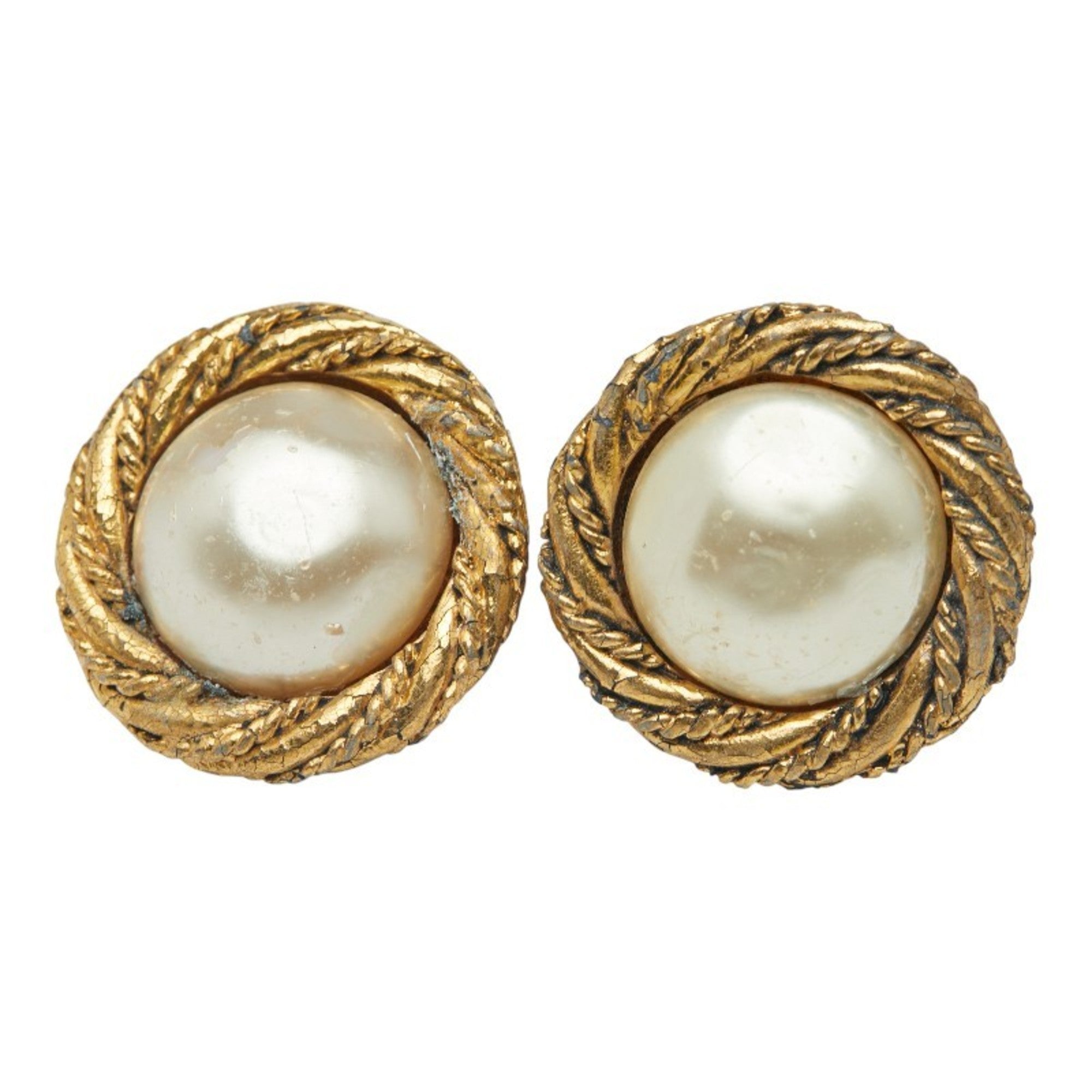 Clip-On Earrings Pearl Clip-On Gold-Tone Metal