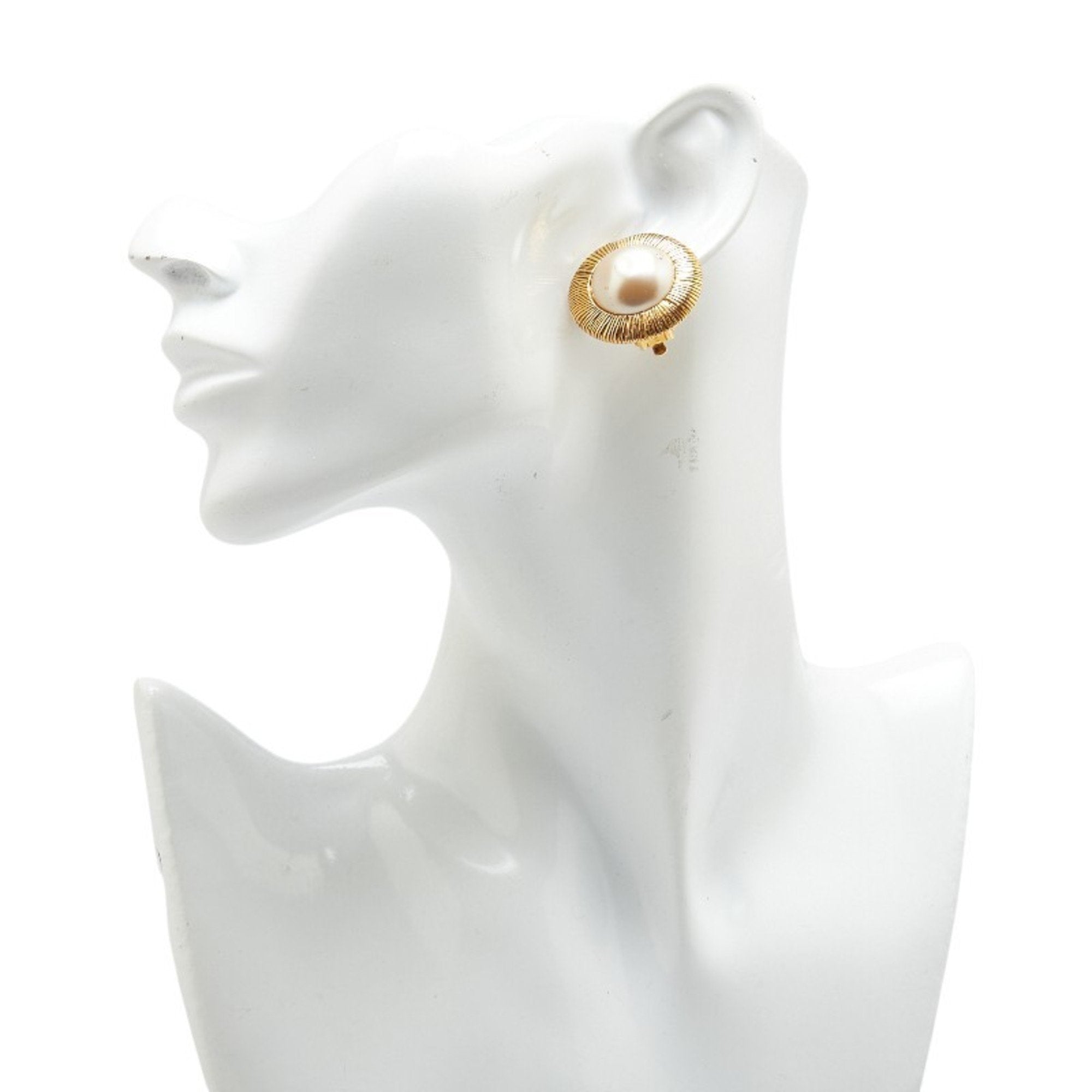 Earrings Pearl Gold-Tone Metal