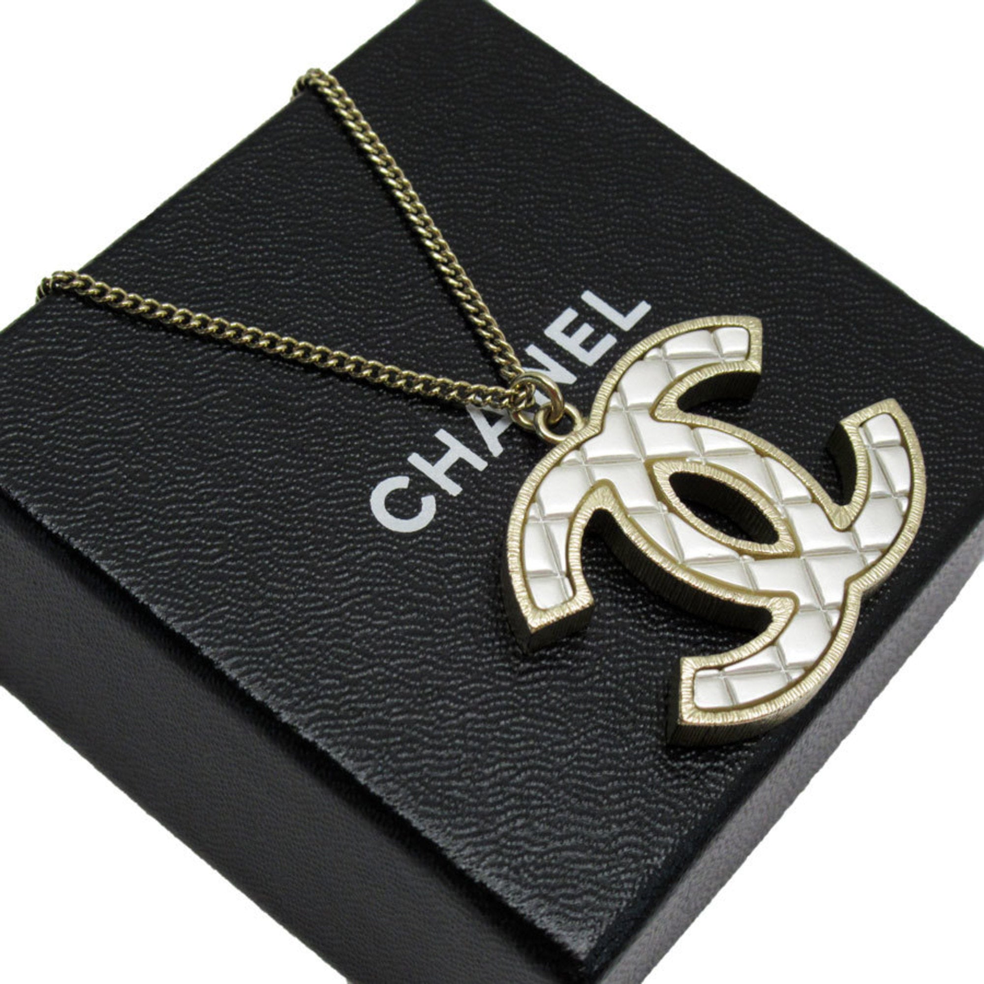 CC Logo Pendant Necklace Gold-Tone Metal