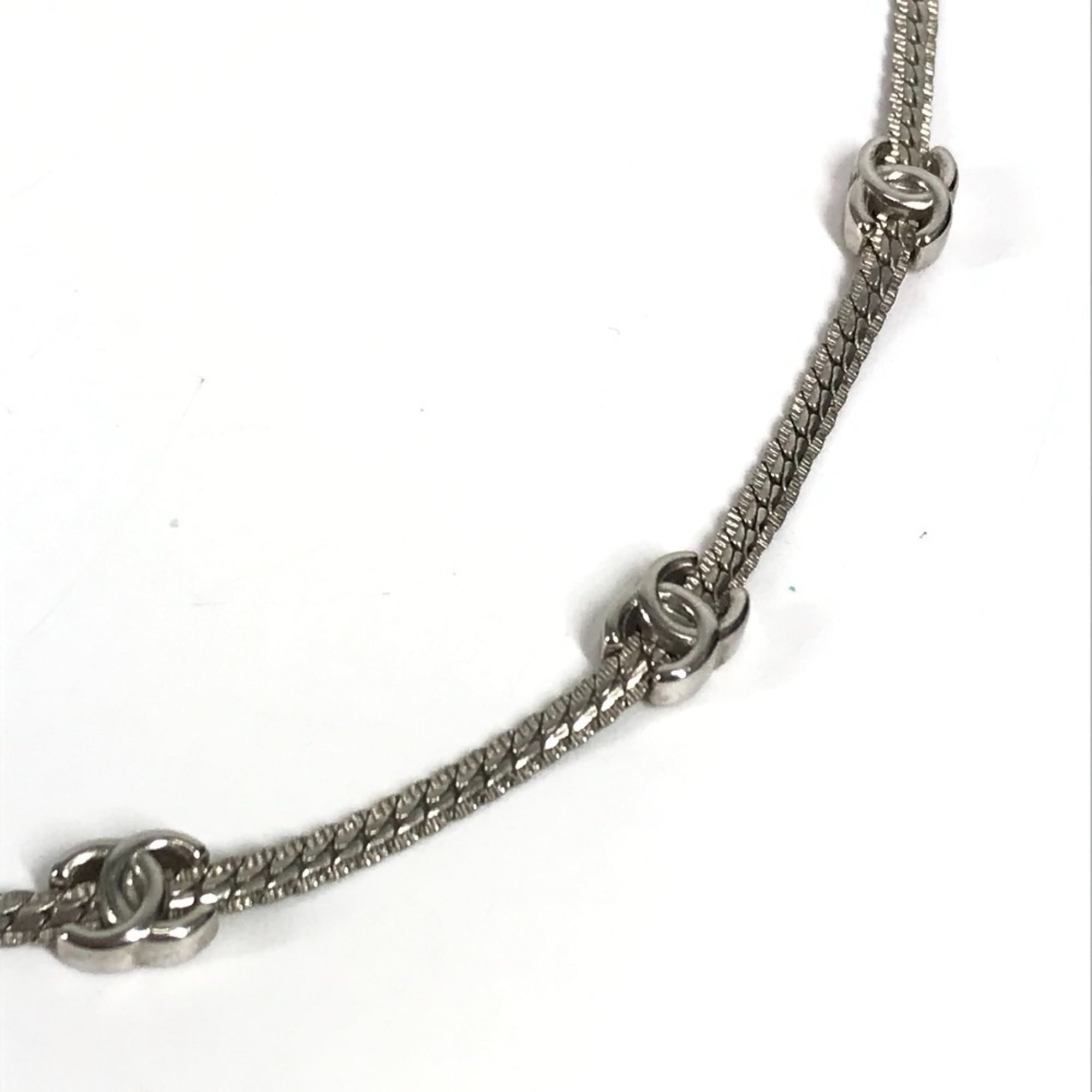 CC Logo Pendant Necklace Silver-Tone Metal