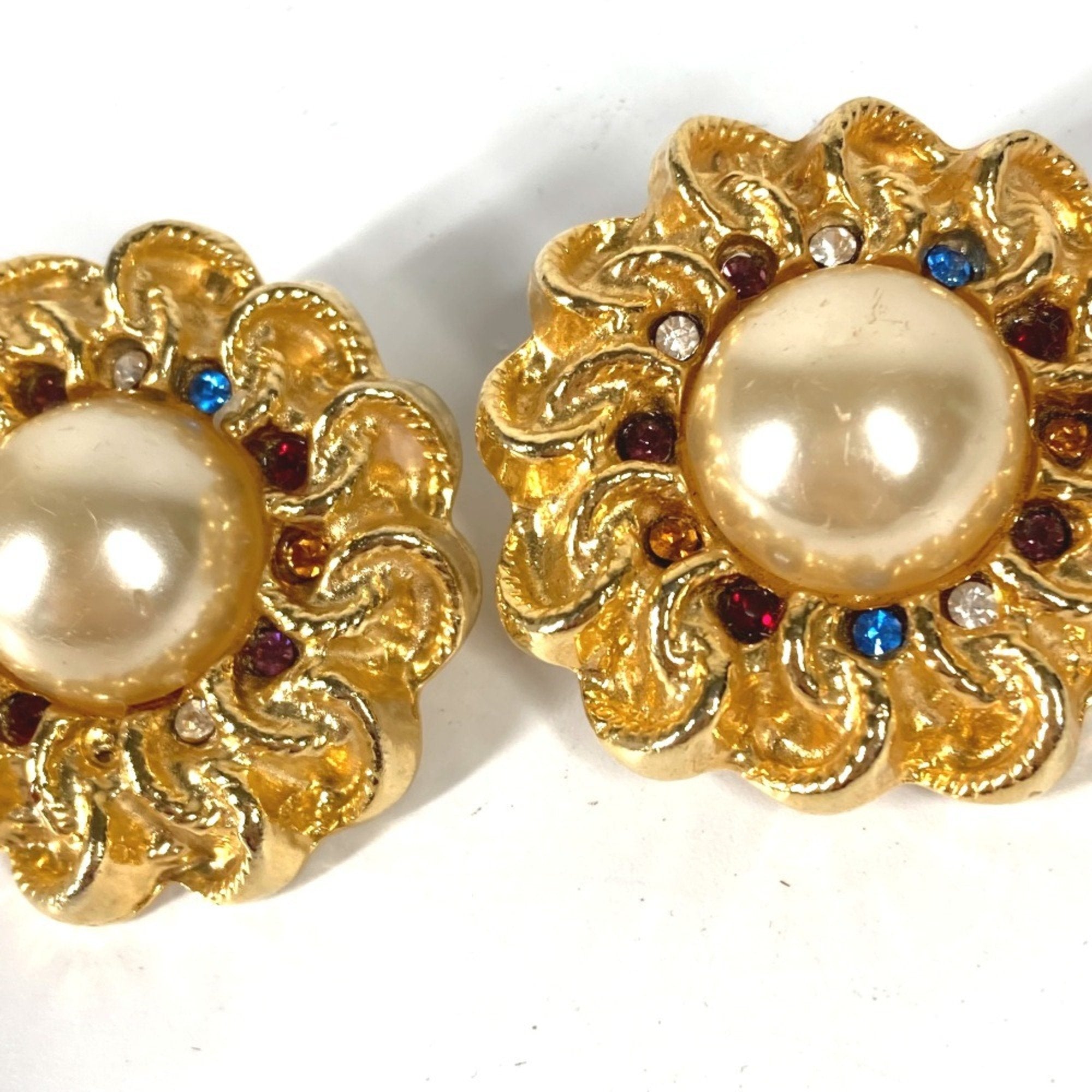 Vintage Earrings Pearl Silver-Tone Metal