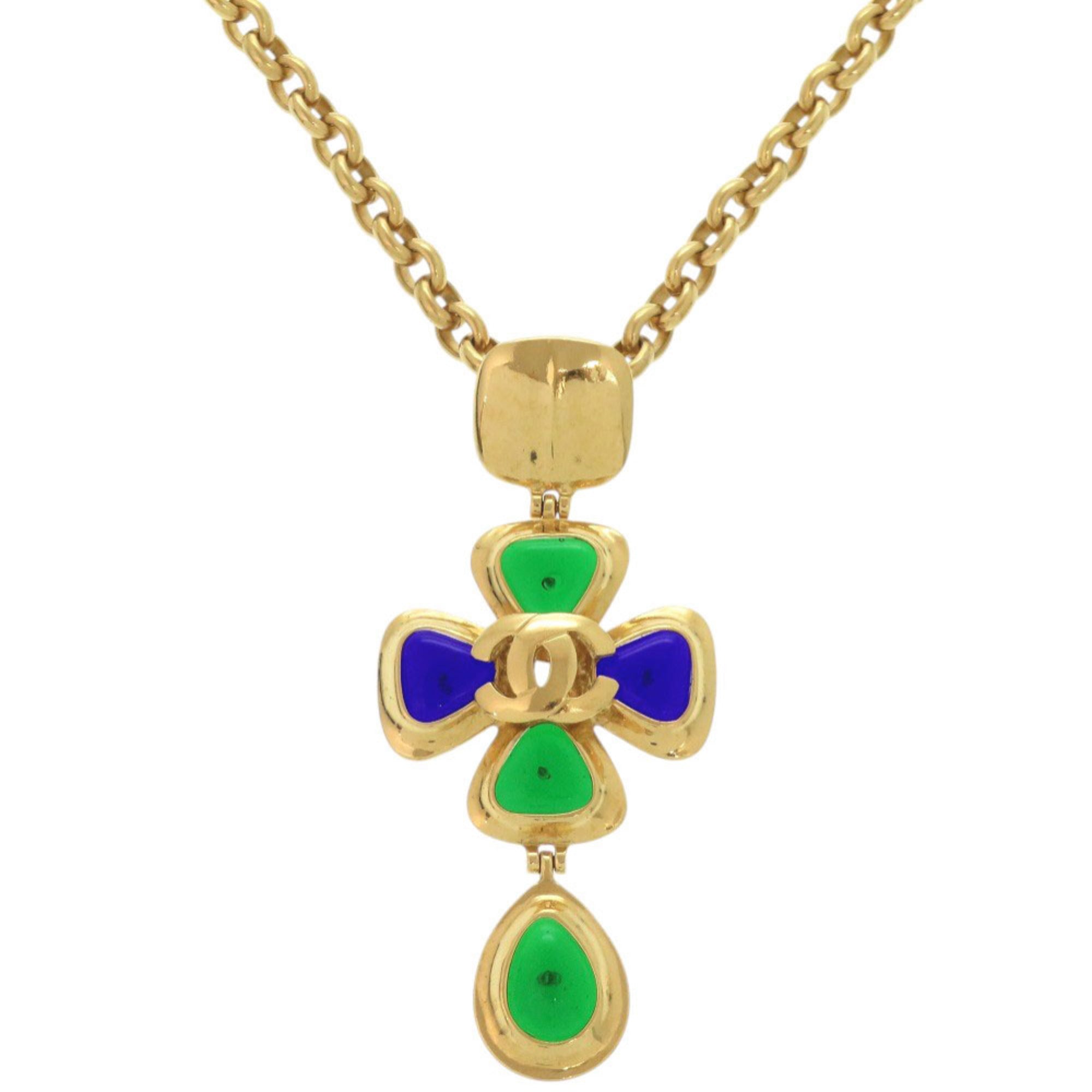 CC Logo Pendant Necklace Gold-Tone Metal