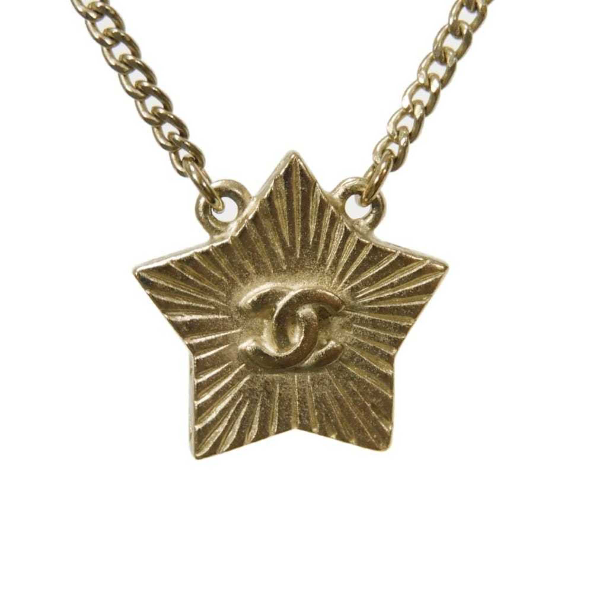 CC Logo Star Pendant Necklace Gold-Tone Metal