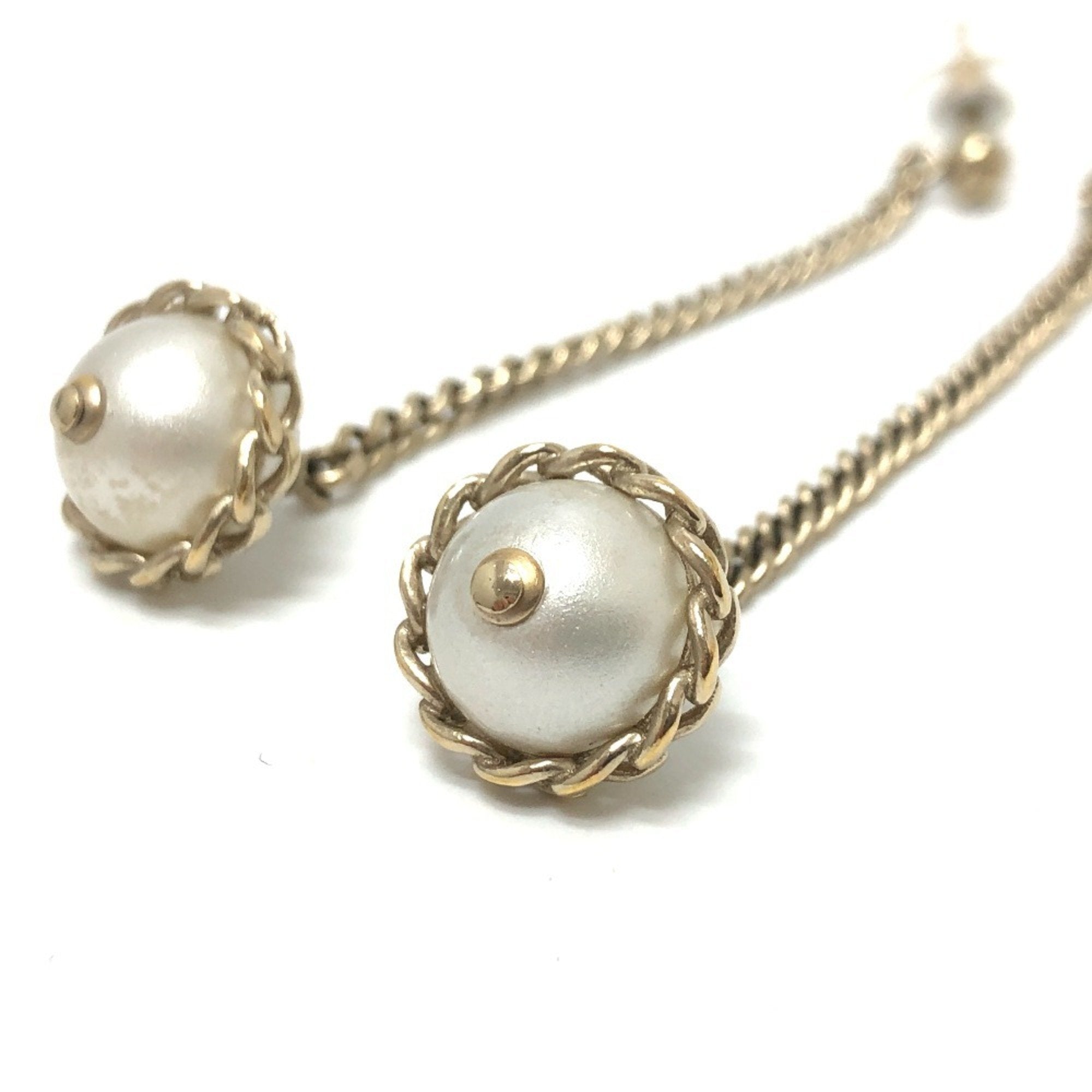 Earrings Pearl Gold-Tone Metal