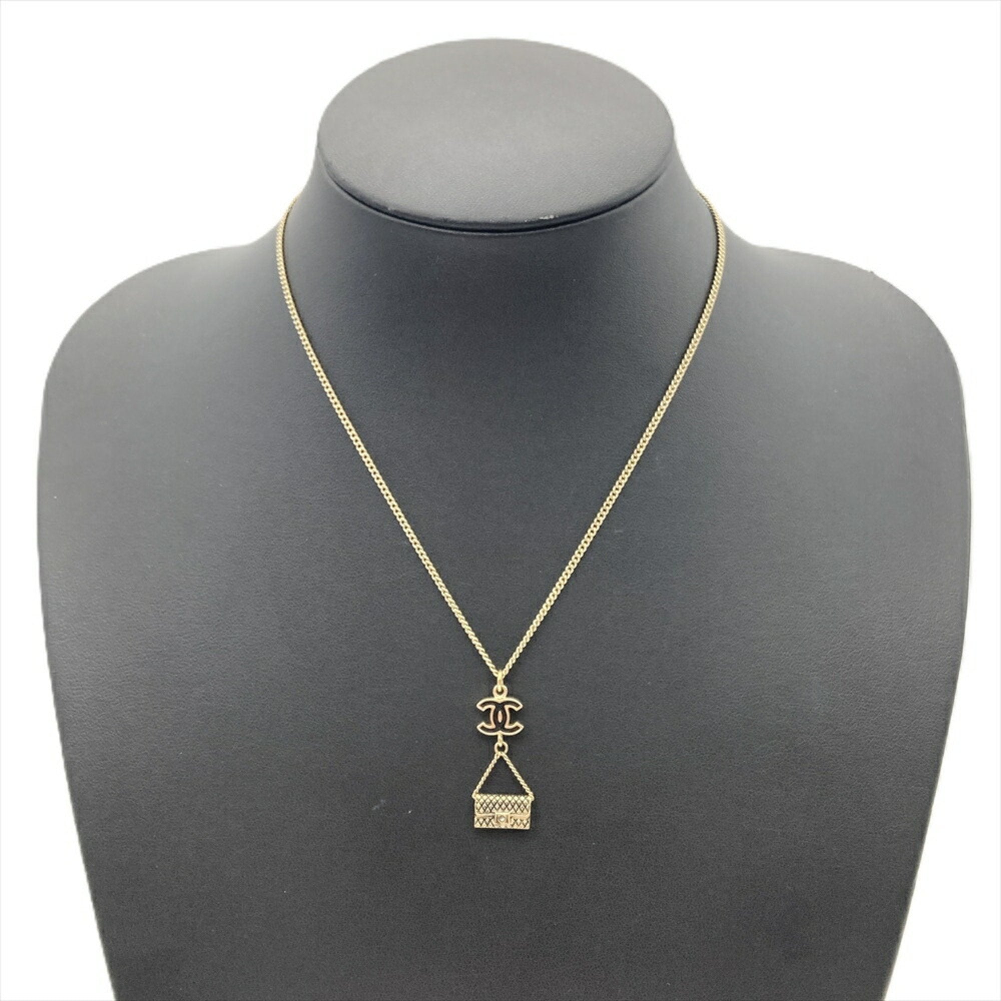CC Logo Pendant Necklace Gold-Tone Metal