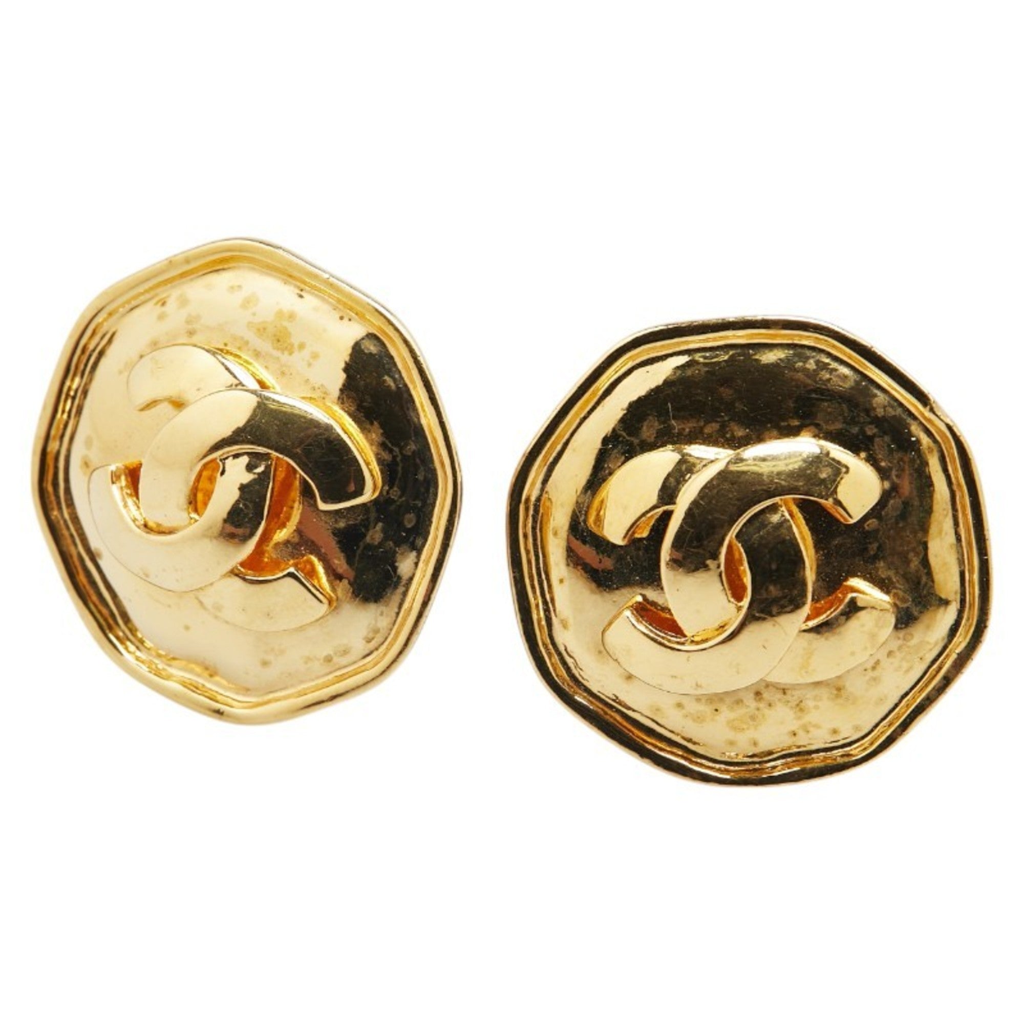 CC Logo Clip-On Earrings Metal Gold-Tone Metal