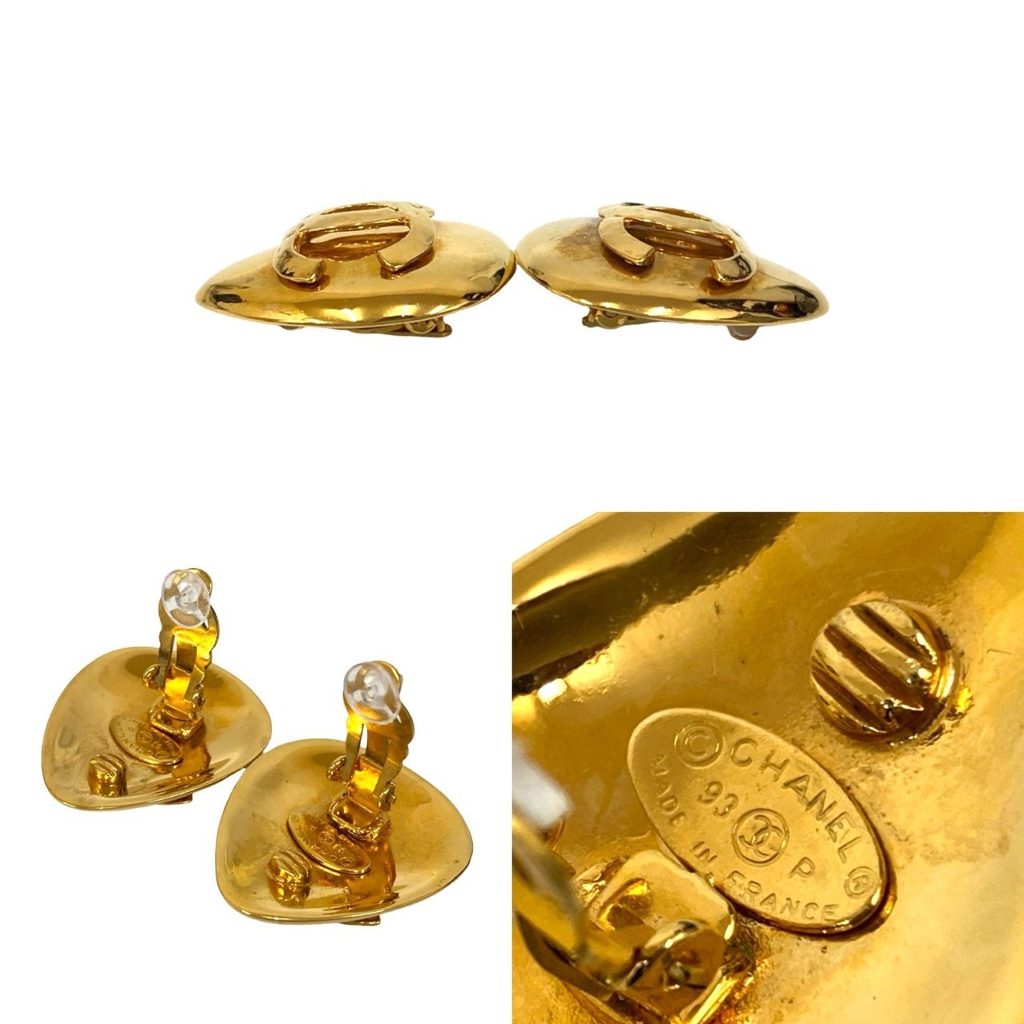CC Logo Clip-On Earrings Metal Gold-Tone Metal