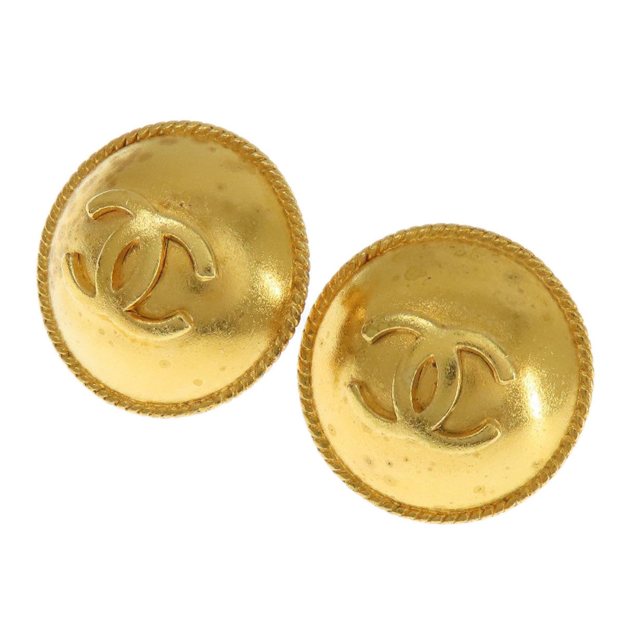 CC Logo Clip-On Earrings Gold-Tone Metal Gold-Tone Metal