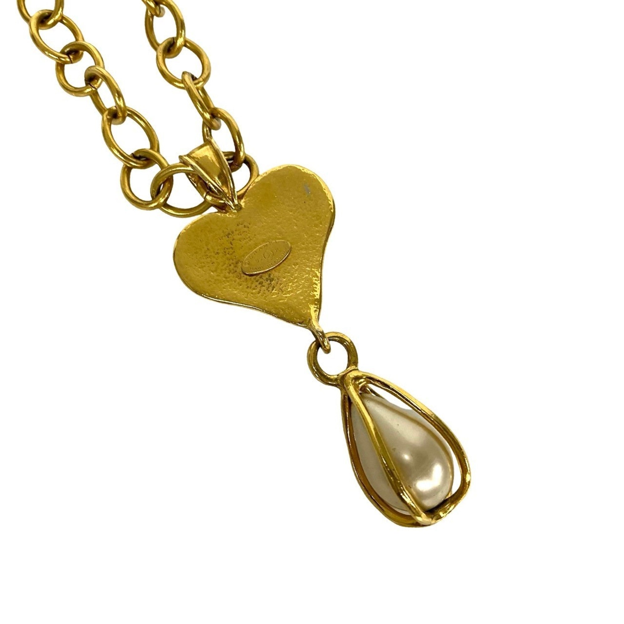 CC Logo Heart Pendant Necklace Metal