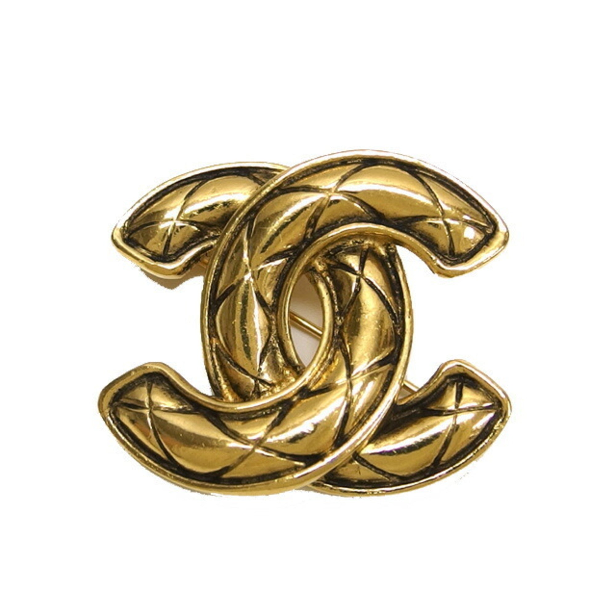 CC Logo Brooch Gold-Tone Metal