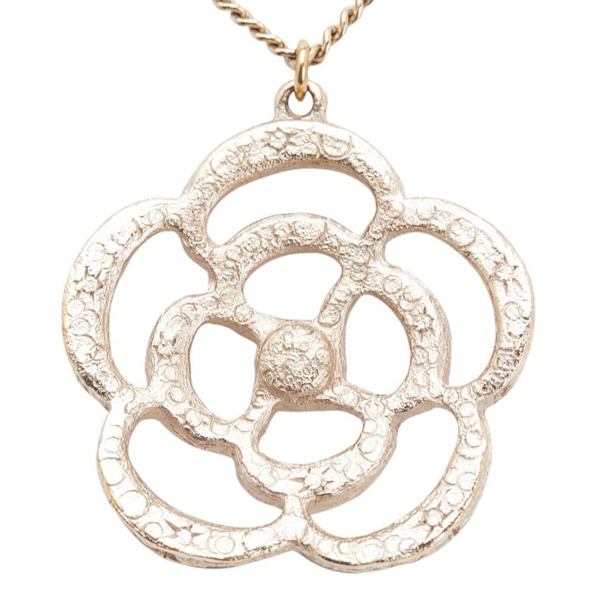 Camellia Pendant Necklace Metal Champagne Gold