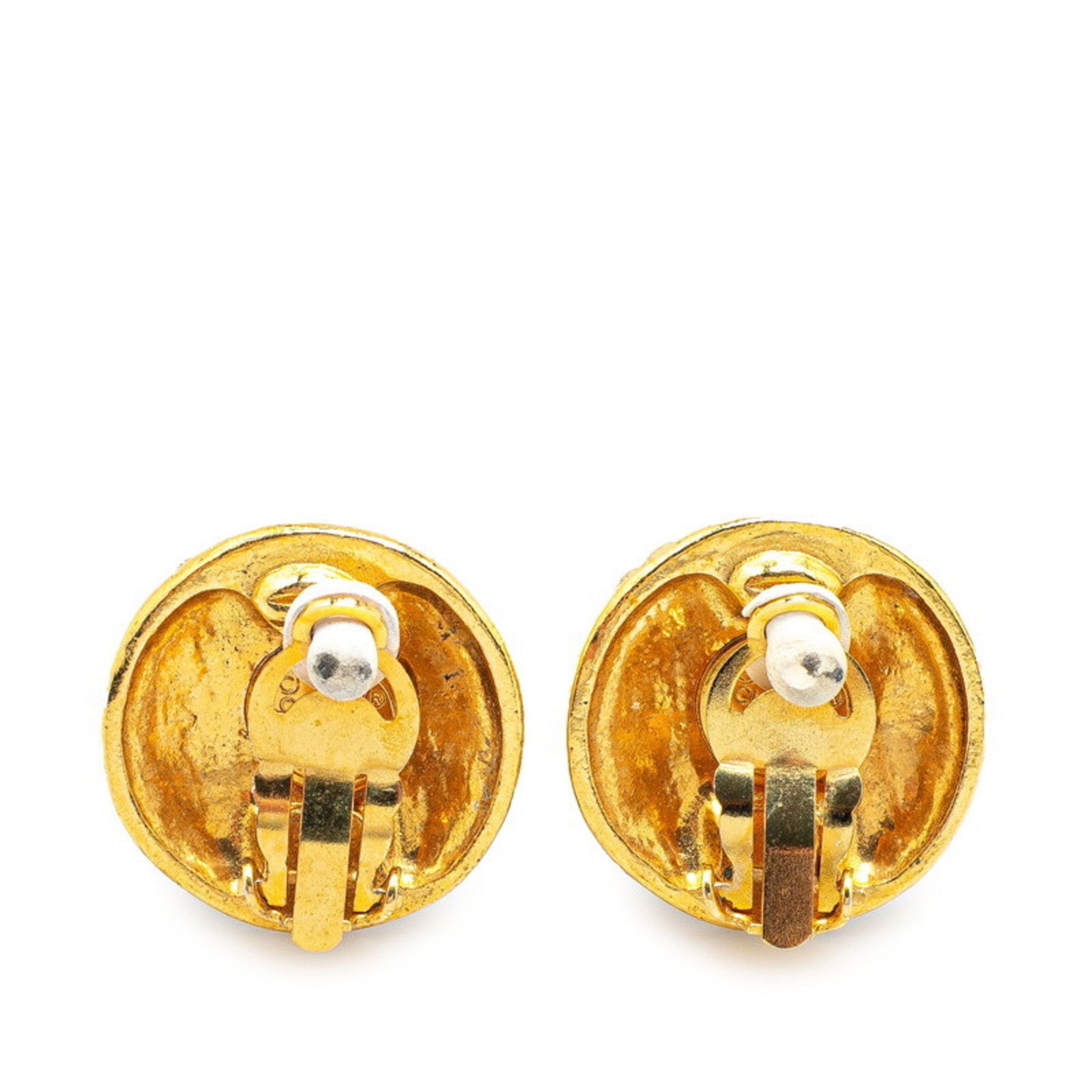 CC Logo Clip-On Earrings Metal Gold-Tone Metal