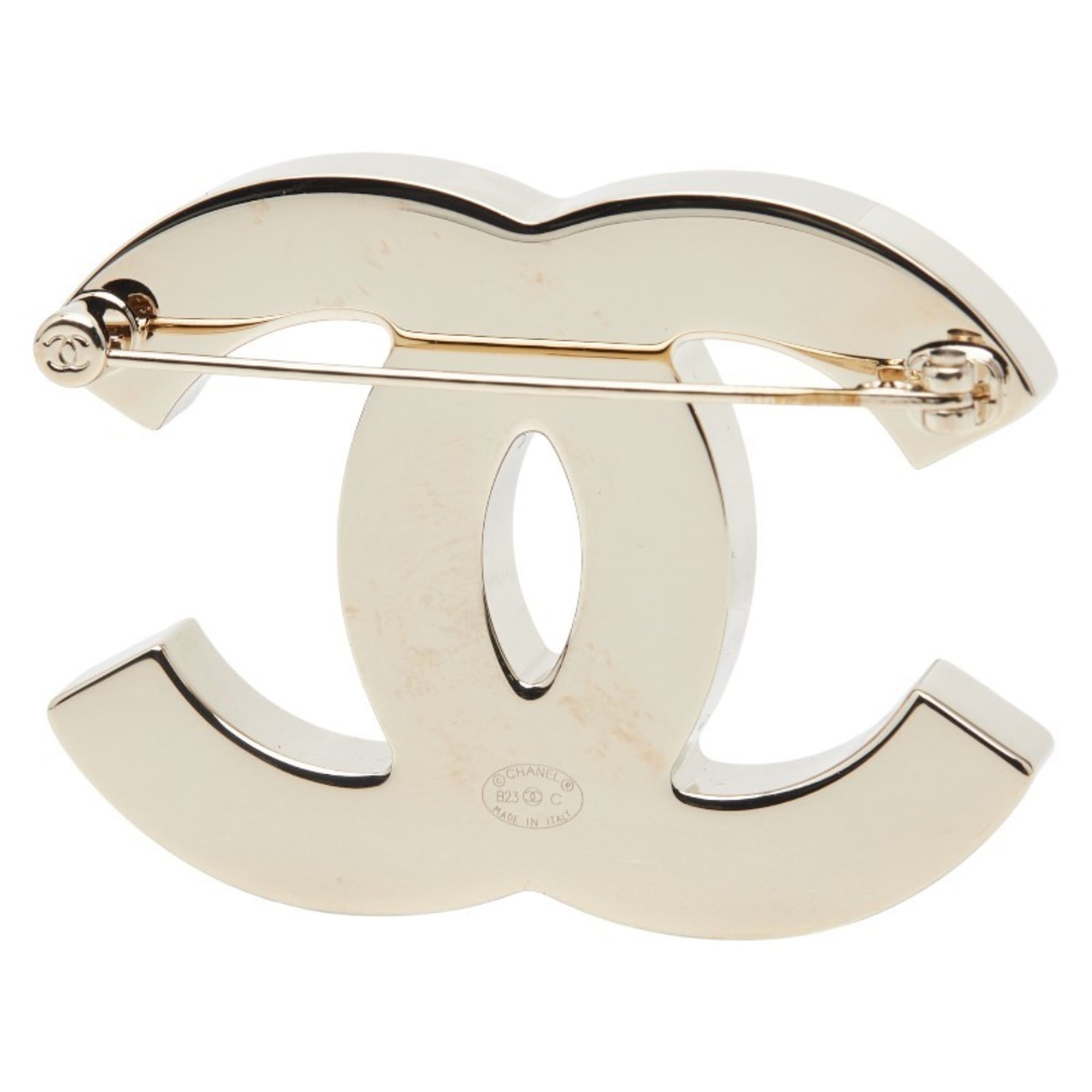 CC Logo Brooch Gold-Tone Metal